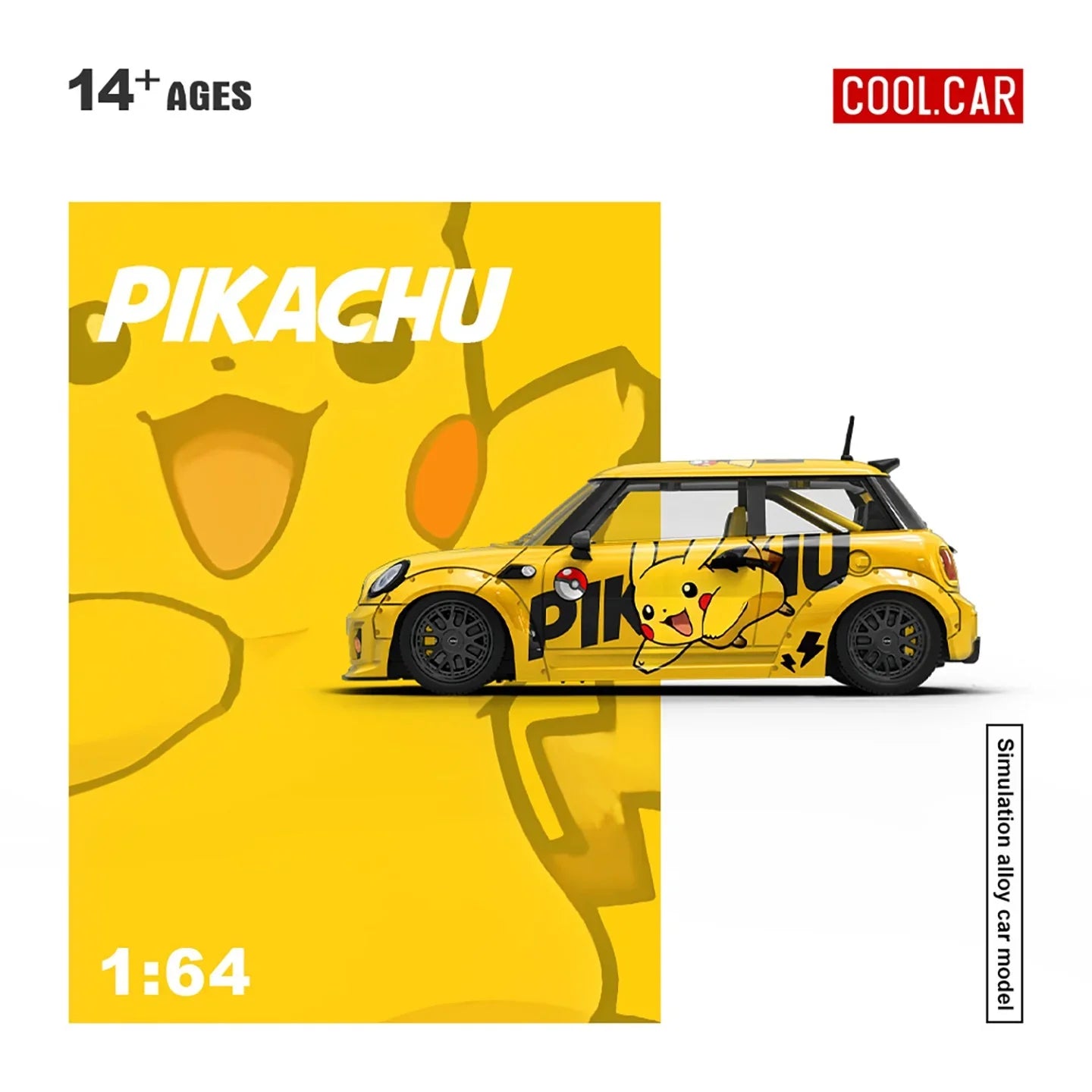 Premium scale diecast model car – *PRE-ORDER* Mini Cooper Pikachu Painted, 1:64 Scale (Yellow) Collectible