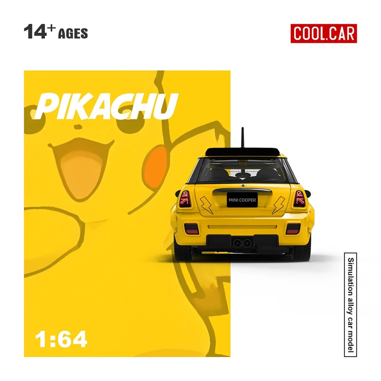 Premium scale diecast model car – *PRE-ORDER* Mini Cooper Pikachu Painted, 1:64 Scale (Yellow) Collectible