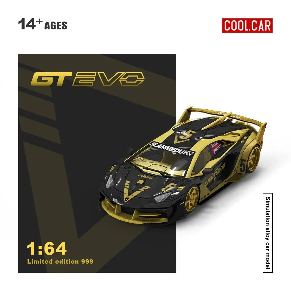 Premium scale diecast model car – *PRE-ORDER* Lamborghini GTEVO-V5 black and Gold Livery(Limited to 999), 1:64 Scale Collectible