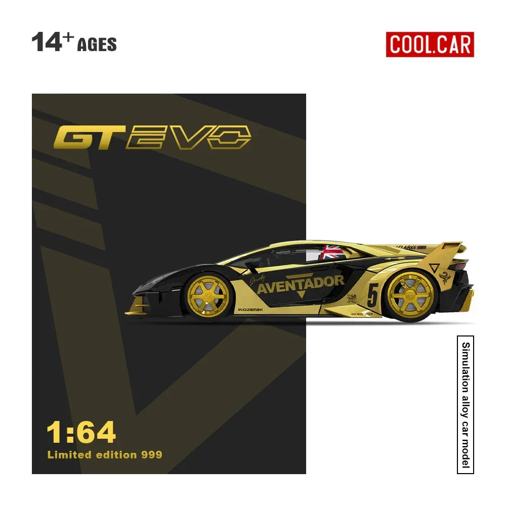 Premium scale diecast model car – *PRE-ORDER* Lamborghini GTEVO-V5 black and Gold Livery(Limited to 999), 1:64 Scale Collectible