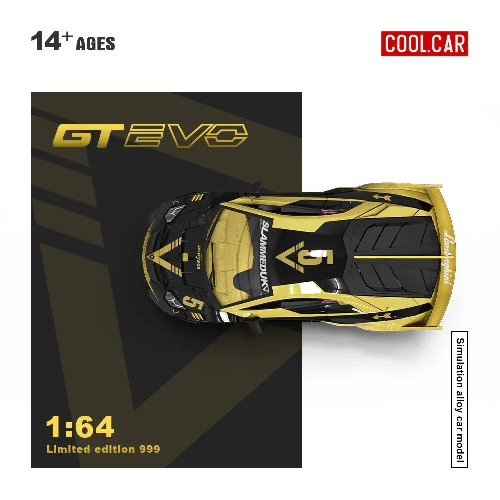 Premium scale diecast model car – *PRE-ORDER* Lamborghini GTEVO-V5 black and Gold Livery(Limited to 999), 1:64 Scale Collectible