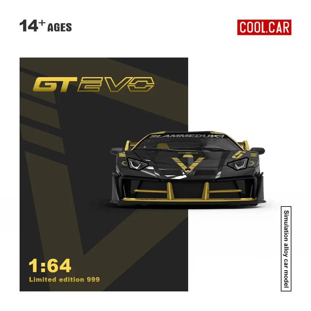 Premium scale diecast model car – *PRE-ORDER* Lamborghini GTEVO-V5 black and Gold Livery(Limited to 999), 1:64 Scale Collectible