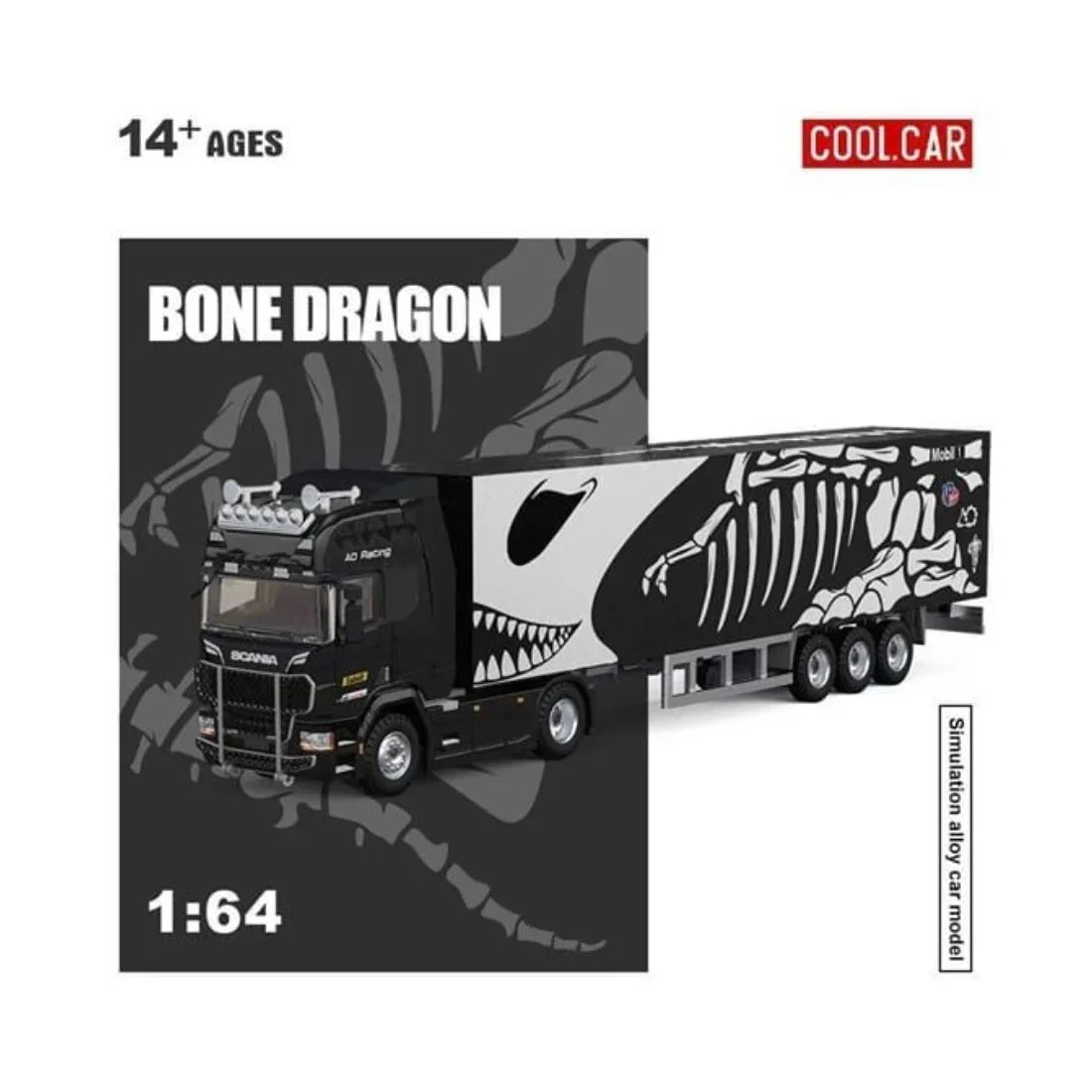 Premium scale diecast model car – Scania Container Truck – Dinoco Livery, 1:64 Scale Collectible