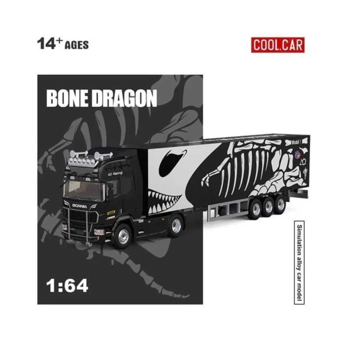 Premium scale diecast model car – Scania Container Truck – Dinoco Livery, 1:64 Scale Collectible