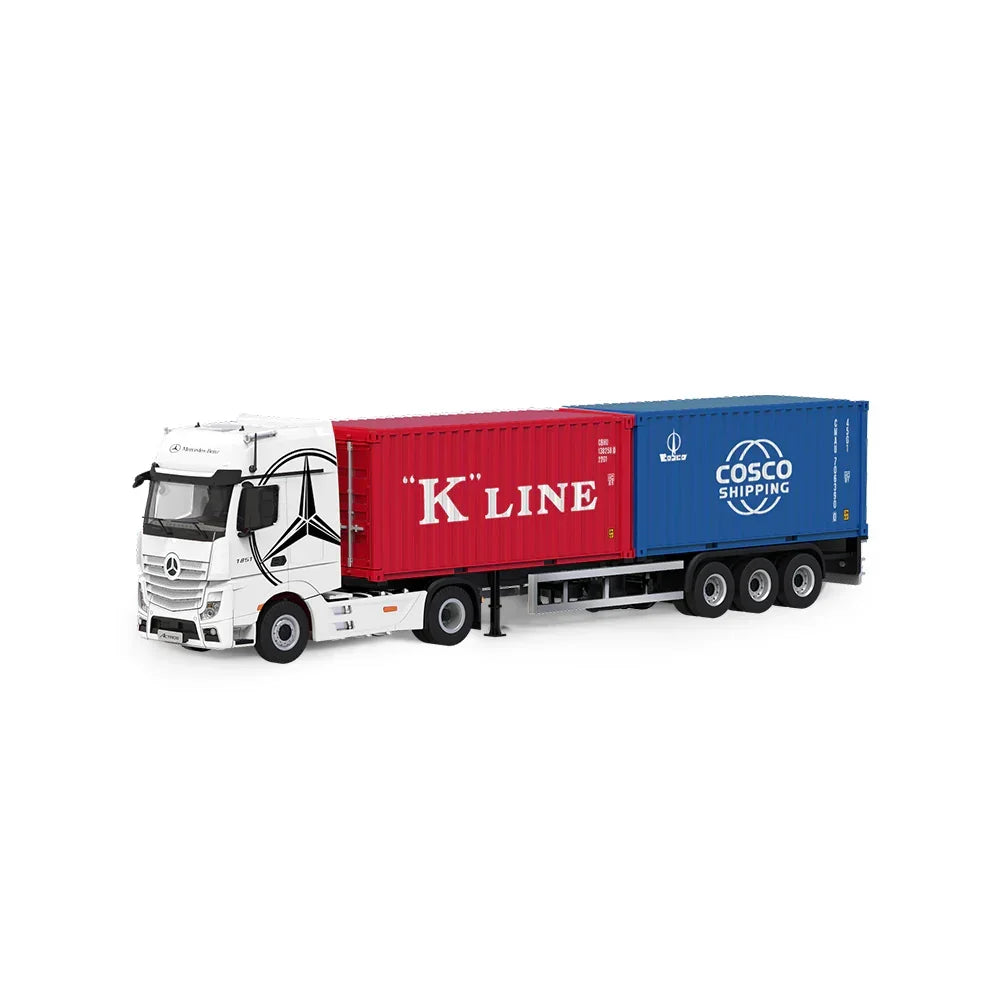 Premium scale diecast model car – *PRE-ORDER* CC - Mercedes Benz Actros Cargo Container Truck,1:64 Scale (White) Collectible