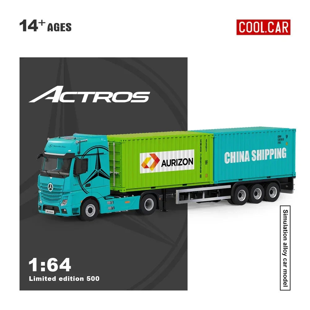 Premium scale diecast model car – *PRE-ORDER* CC-Mercedes-Benz Actros Cargo Container Truck, 1:64 Scale (Blue) Collectible