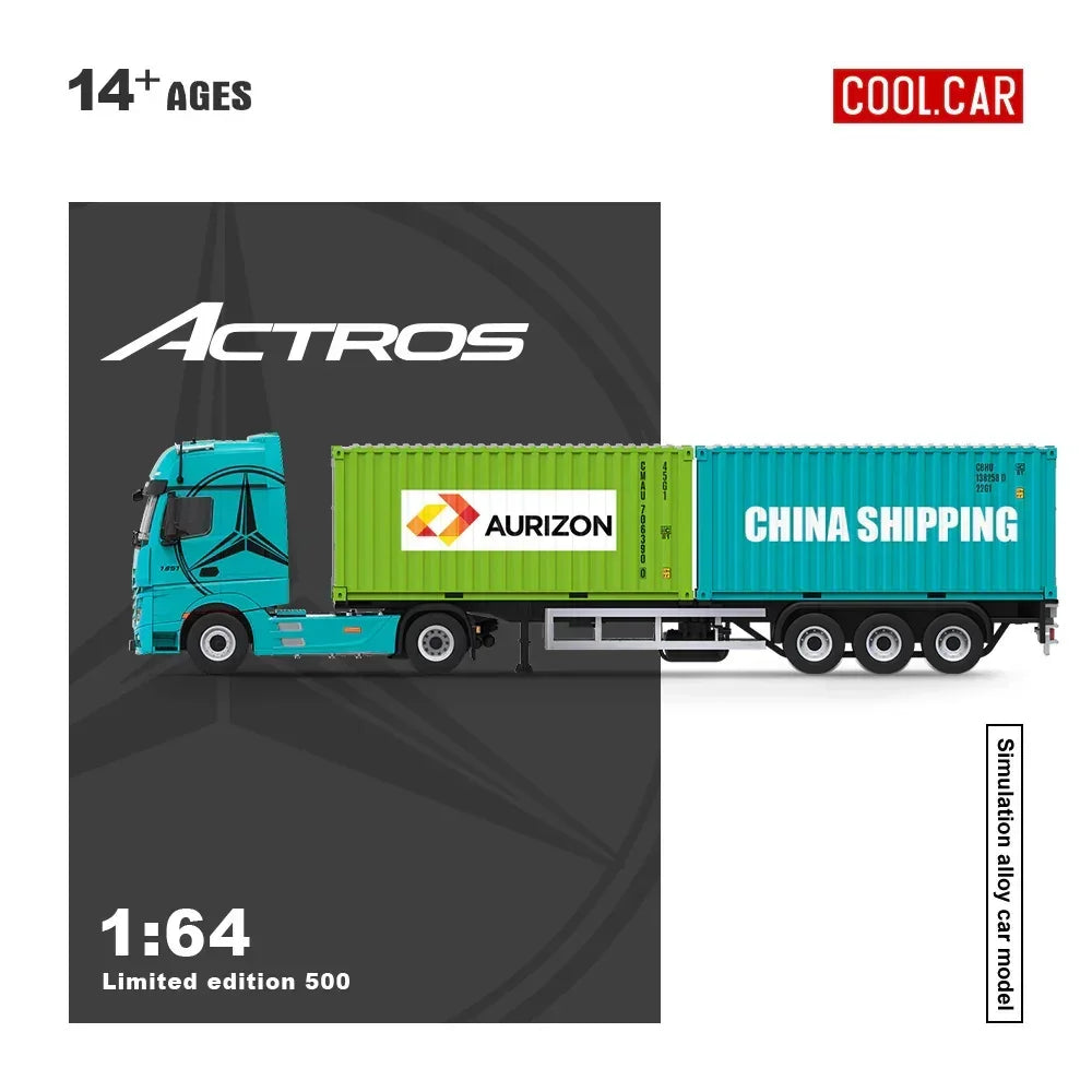 Premium scale diecast model car – *PRE-ORDER* CC-Mercedes-Benz Actros Cargo Container Truck, 1:64 Scale (Blue) Collectible