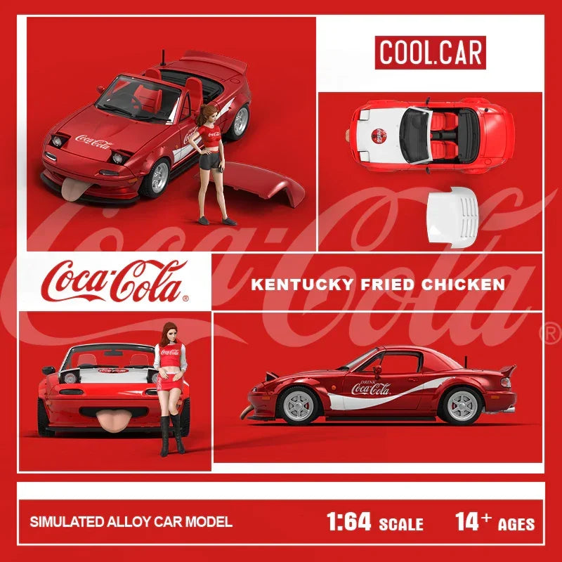 Premium scale diecast model car – *PRE-ORDER Cool Car-Mazda MX5-Red and White Coca-Cola(Limited Figure Edition 500), 1:64 Scale Collectible