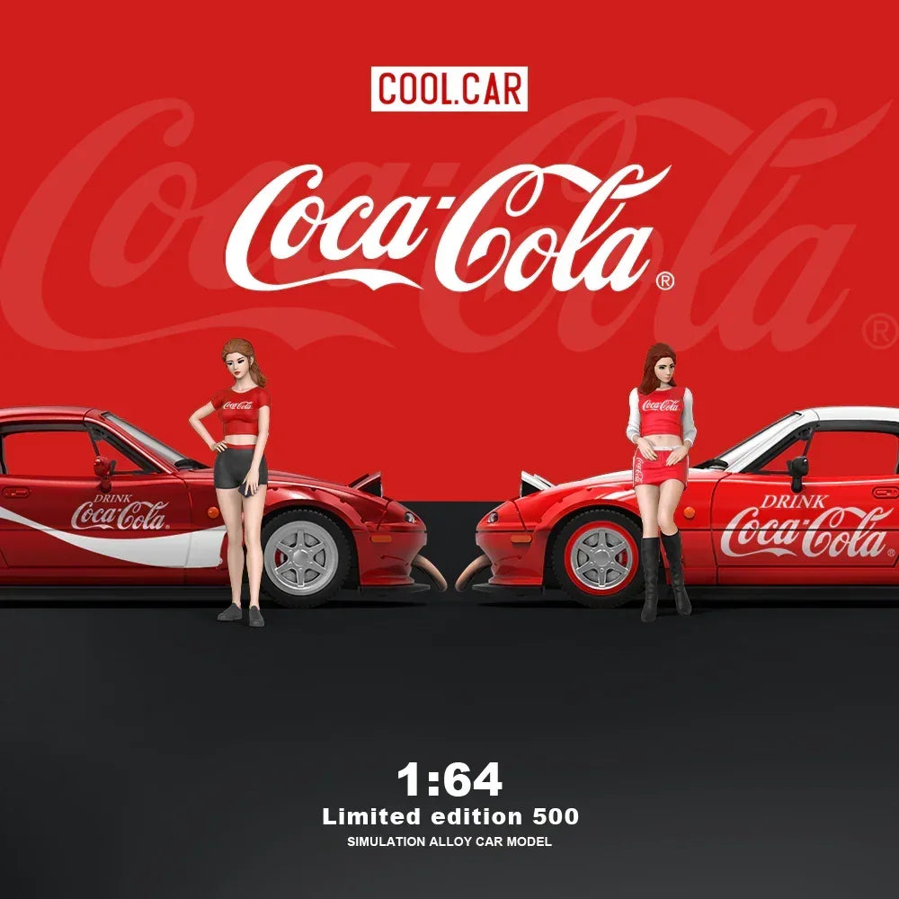 Premium scale diecast model car – *PRE-ORDER Cool Car-Mazda MX5-Red and White Coca-Cola(Limited Figure Edition 500), 1:64 Scale Collectible