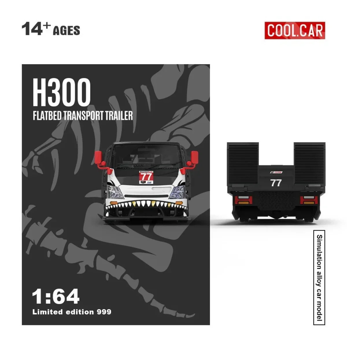 Premium scale diecast model car – *PRE-ORDER* CC-H300 Flatbed Transport Trailer – Dinoco No. 77, 1:64 Scale Collectible