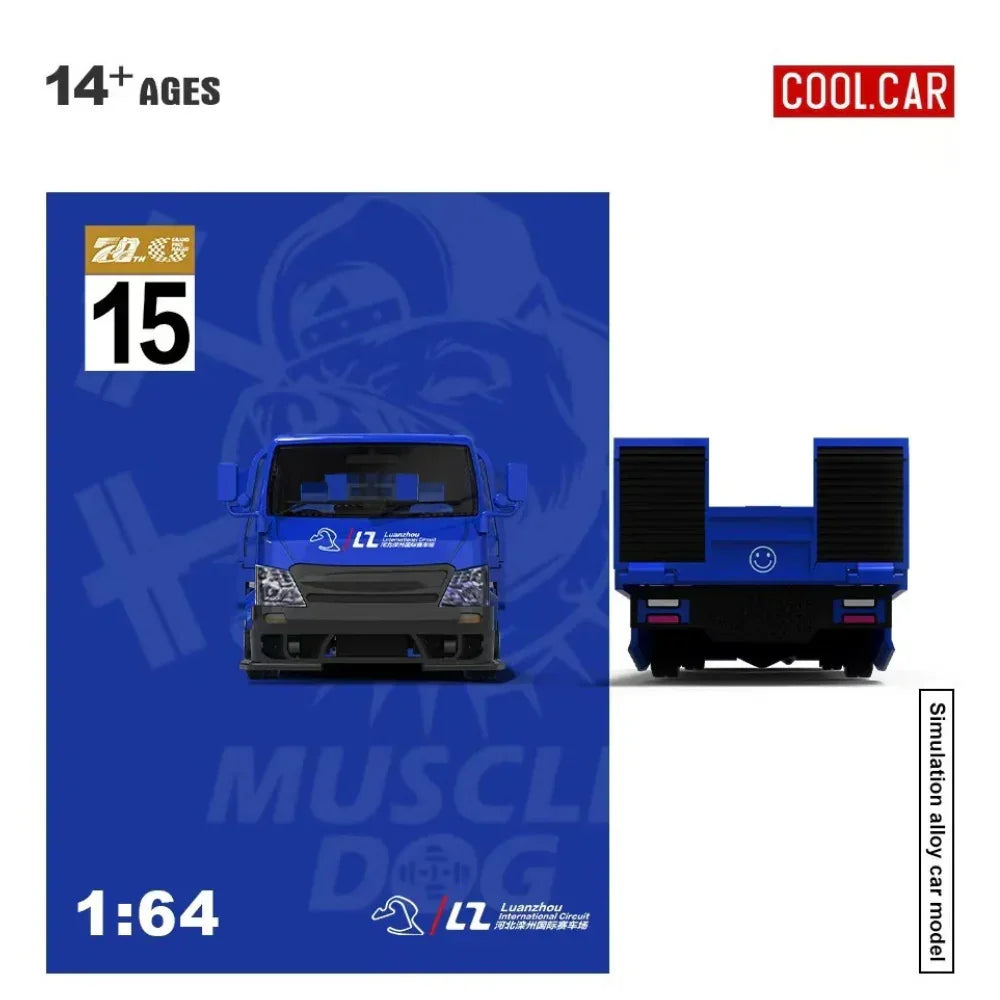Premium scale diecast model car – Hino H300 Transport Trailer, 1:64 Scale (Blue) Collectible