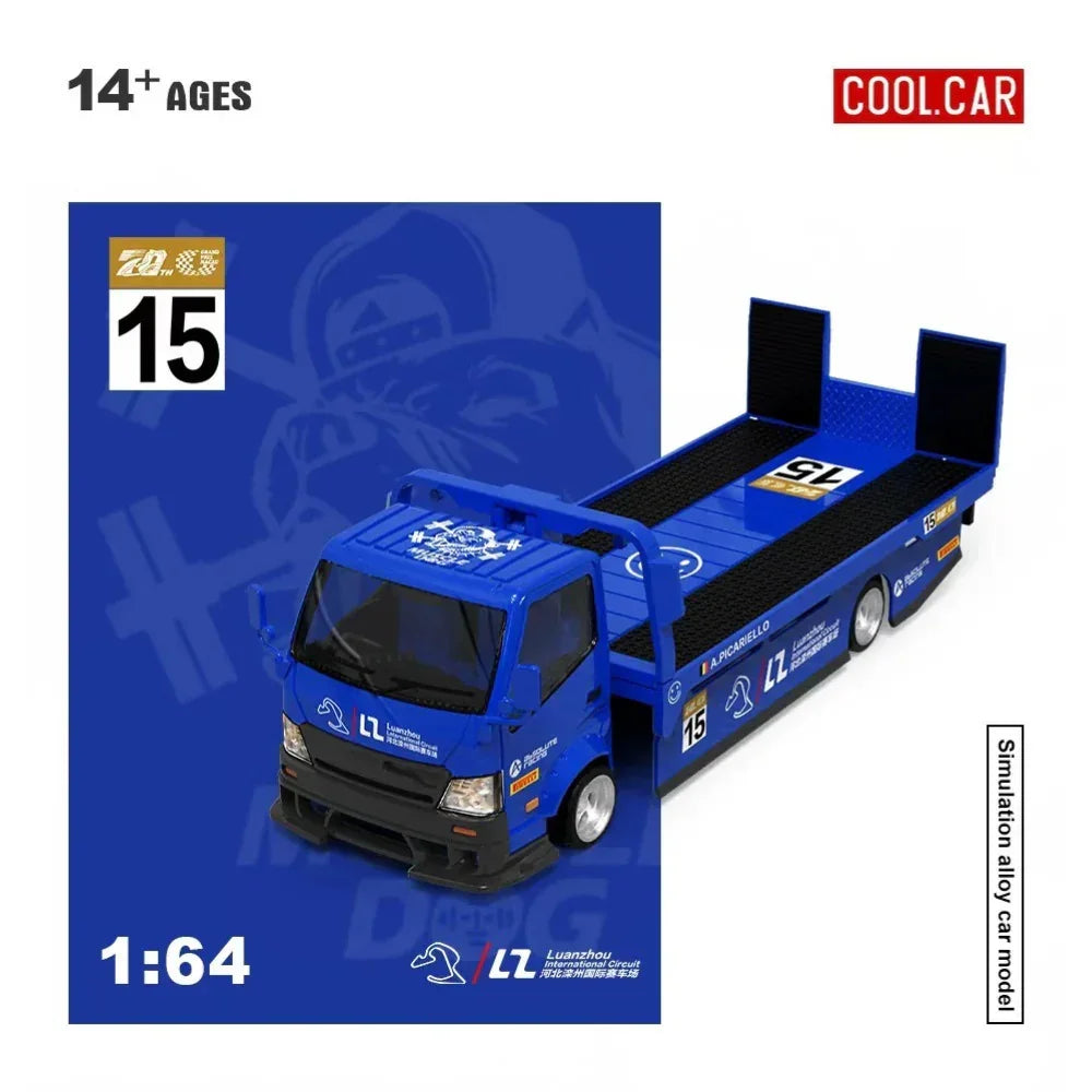 Premium scale diecast model car – Hino H300 Transport Trailer, 1:64 Scale (Blue) Collectible