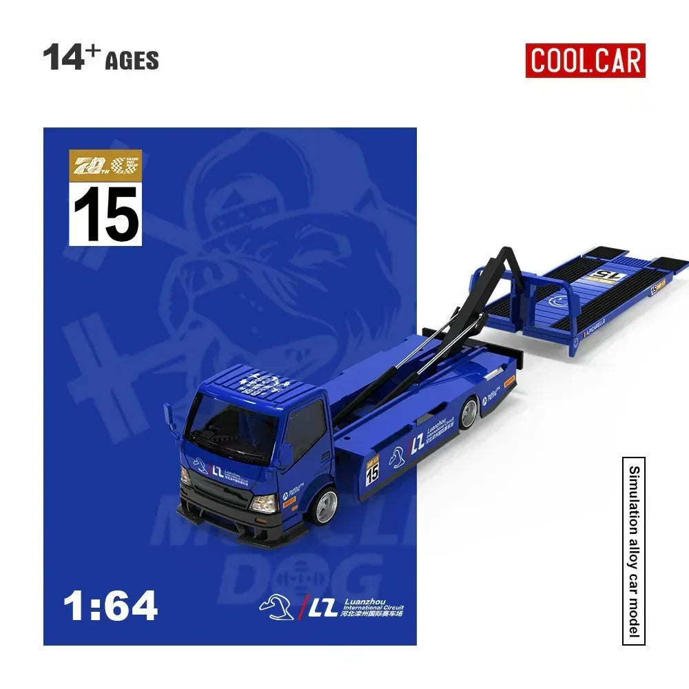 Premium scale diecast model car – Hino H300 Transport Trailer, 1:64 Scale (Blue) Collectible