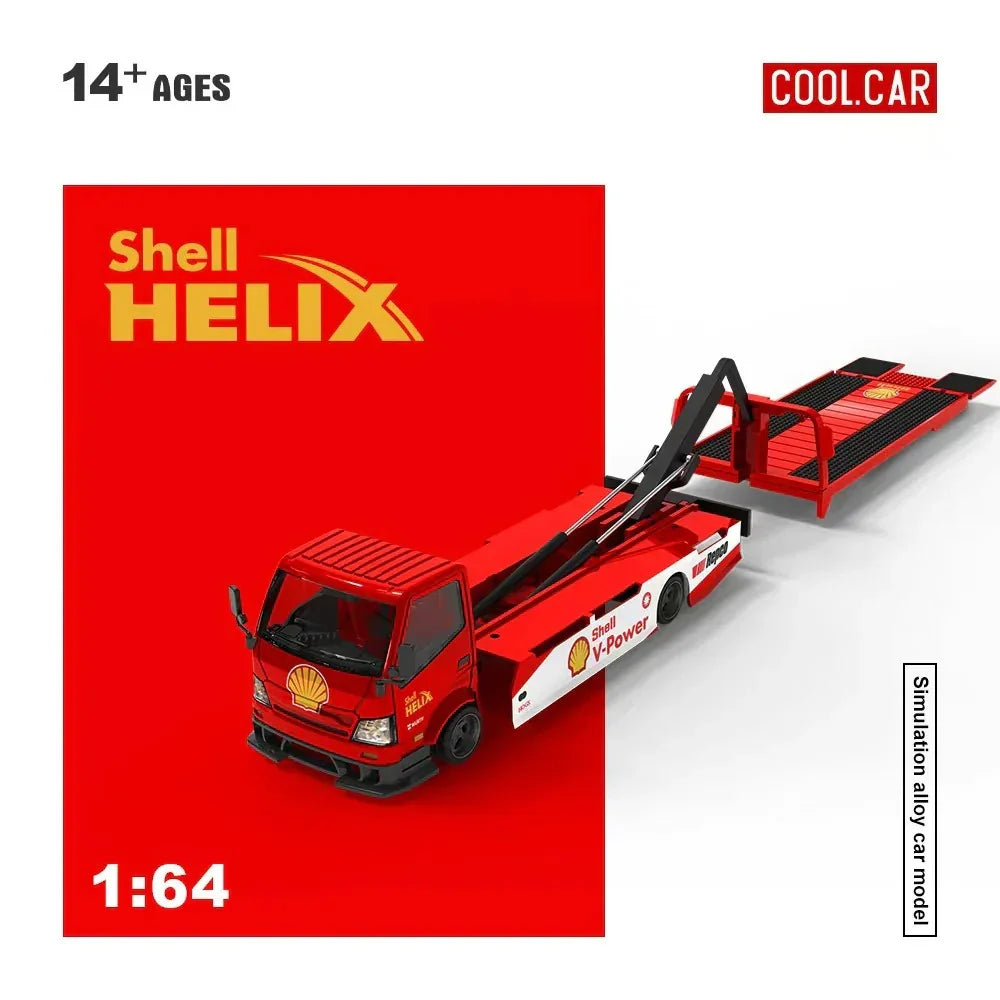 Premium scale diecast model car – Hino H300 Transport Trailer - Shell Helix Livery, 1:64 Scale Collectible