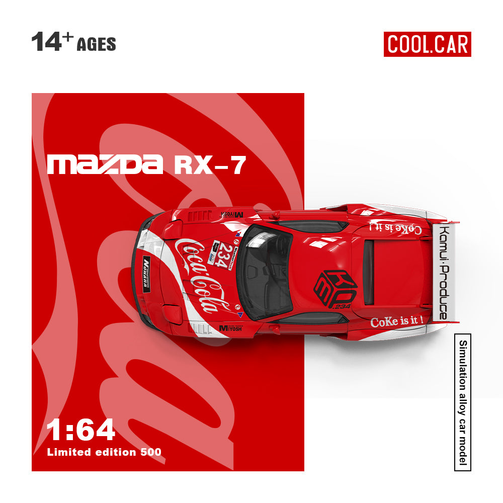 *PRE-ORDER* Cool Car-Mazda RX-7 Red Coca-Cola(Limited Figure Edition 500), 1:64 Scale
