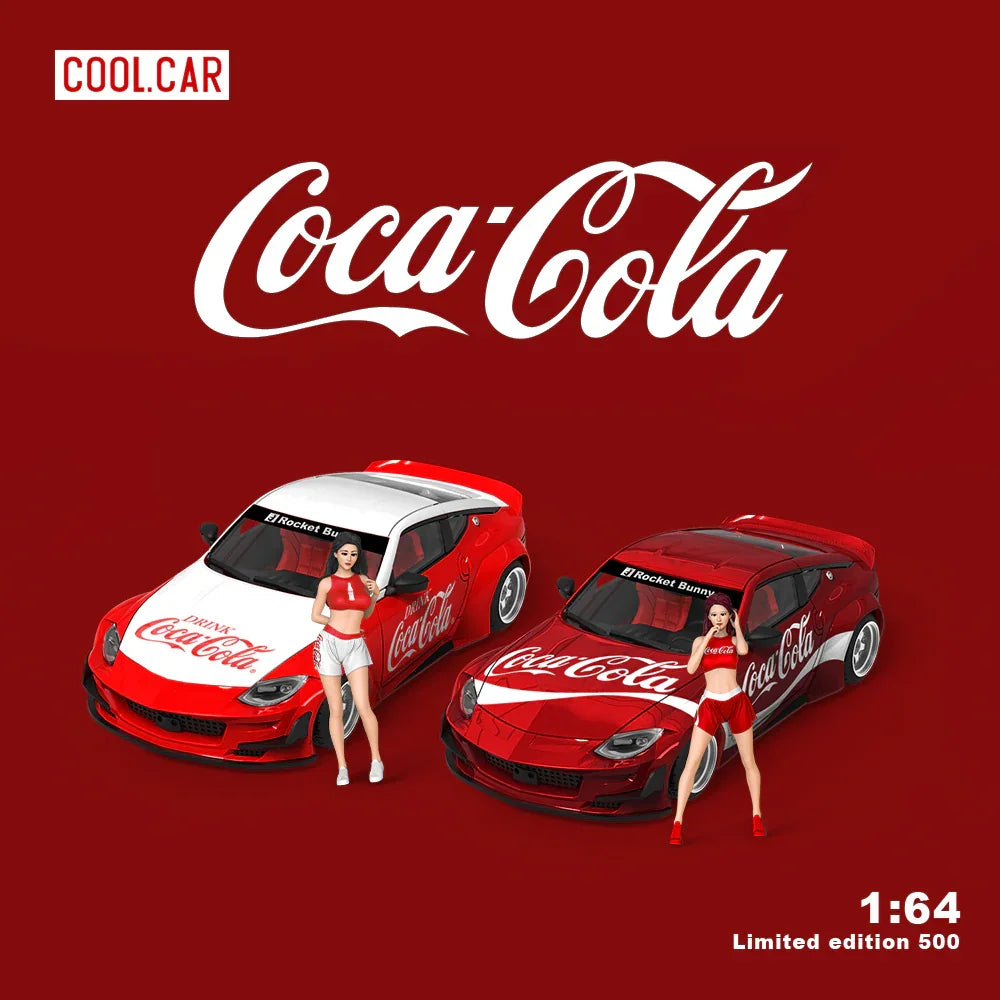 Premium scale diecast model car – *PRE-ORDER* Cool Car-Nissan 400Z-Red and White Coca-Cola(Limited Figure Edition 500), 1:64 Scale Collectible