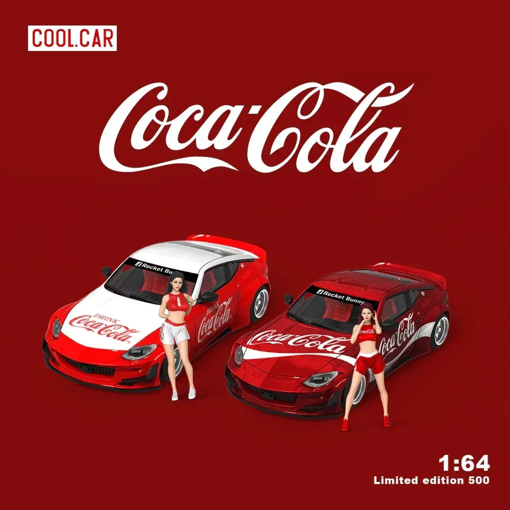 Premium scale diecast model car – *PRE-ORDER* Cool Car-Nissan 400Z-Red and White Coca-Cola(Limited Figure Edition 500), 1:64 Scale Collectible