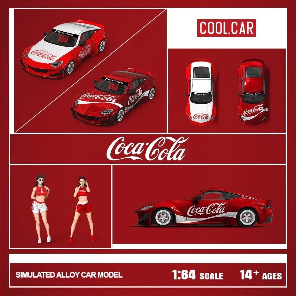 Premium scale diecast model car – *PRE-ORDER* Cool Car-Nissan 400Z-Red and White Coca-Cola(Limited Figure Edition 500), 1:64 Scale Collectible
