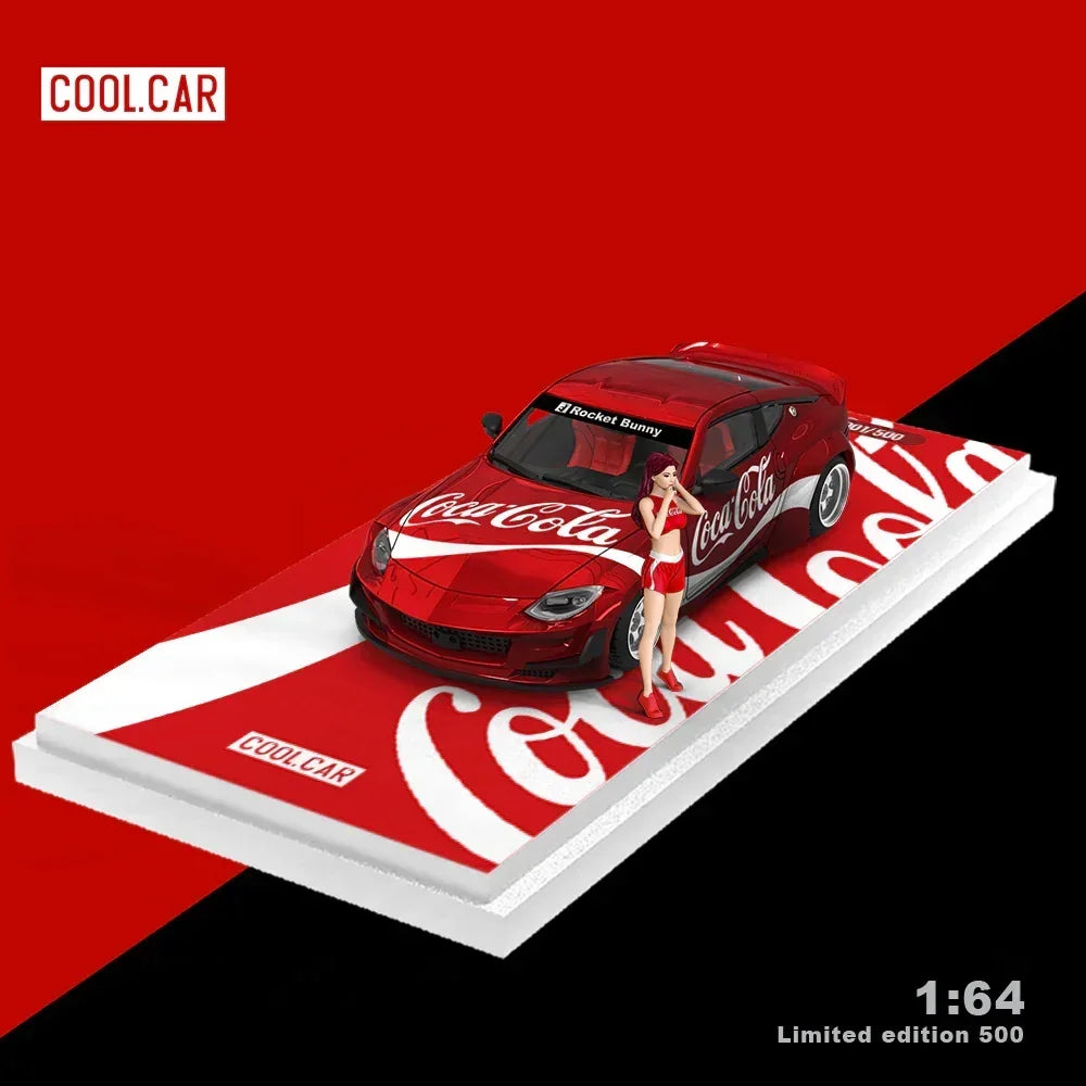 Premium scale diecast model car – *PRE-ORDER* Cool Car-Nissan 400Z-Metallic Red Coca-Cola(Limited Figure Edition 500), 1:64 Scale Collectible
