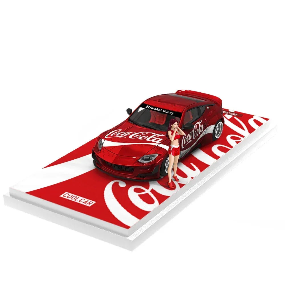 Premium scale diecast model car – *PRE-ORDER* Cool Car-Nissan 400Z-Metallic Red Coca-Cola(Limited Figure Edition 500), 1:64 Scale Collectible