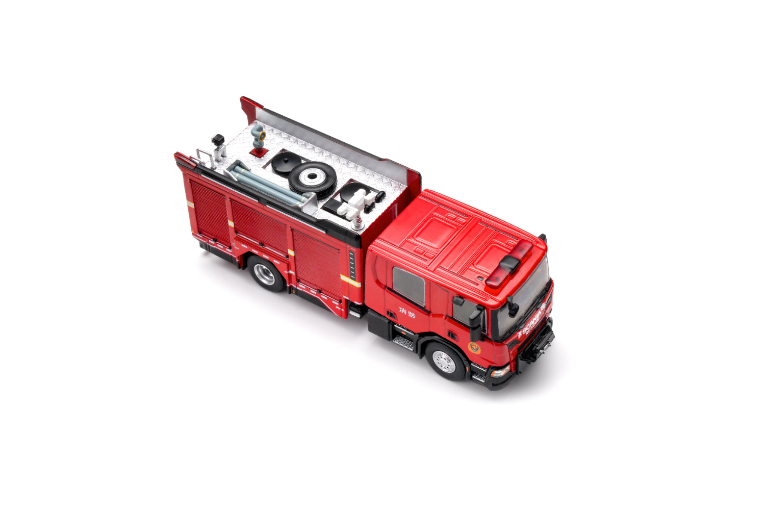 Premium scale diecast model car – *HEC 2026* Scania Urban Main Battle Fire Truck, 1:64 Scale (Red) Collectible