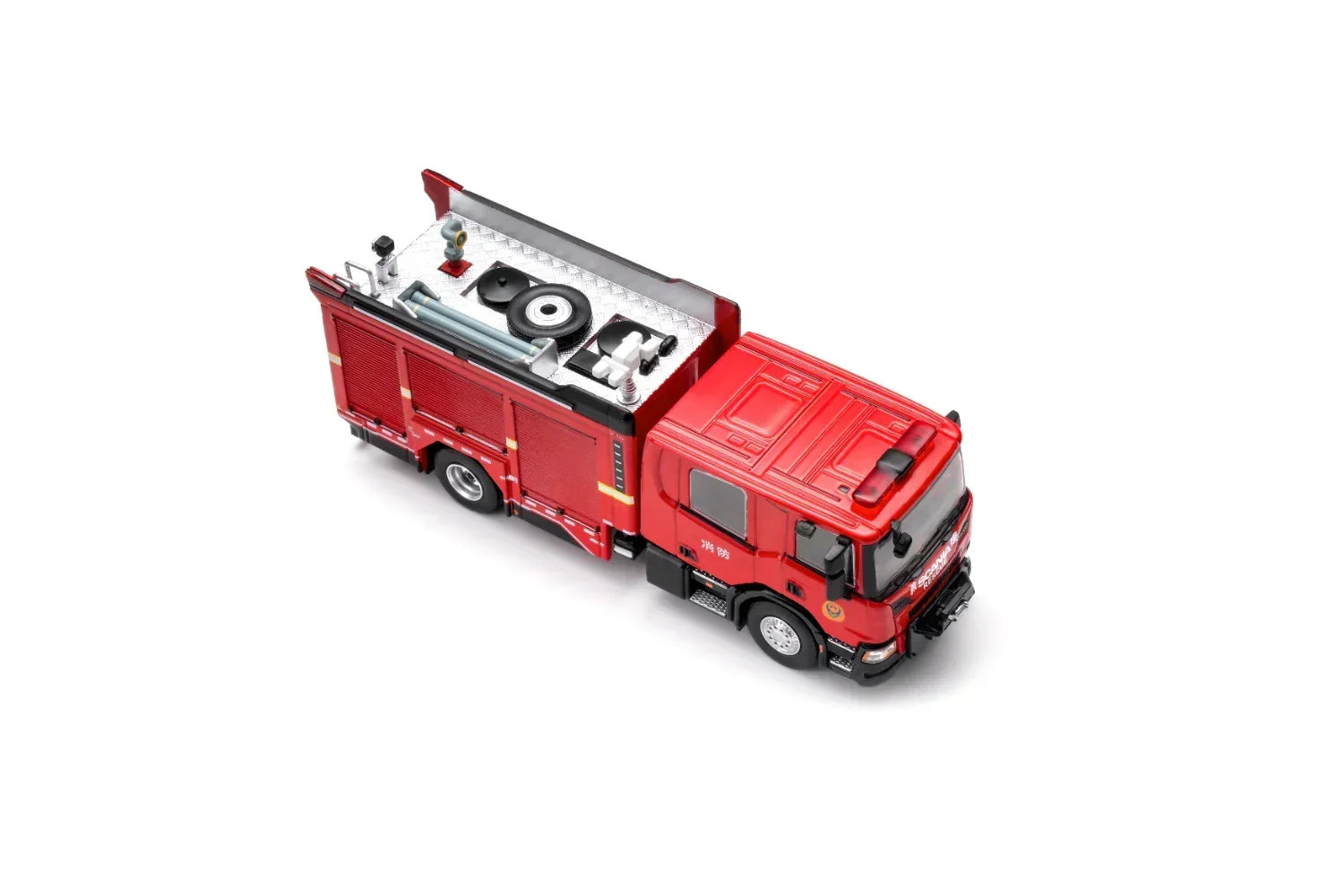 Premium scale diecast model car – *HEC 2026* Scania Urban Main Battle Fire Truck, 1:64 Scale (Red) Collectible
