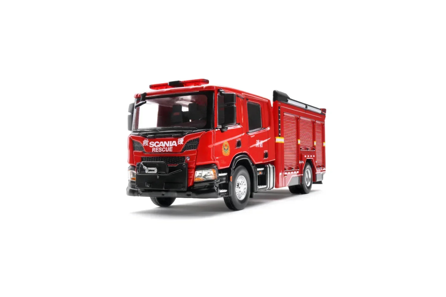Premium scale diecast model car – *HEC 2026* Scania Urban Main Battle Fire Truck, 1:64 Scale (Red) Collectible