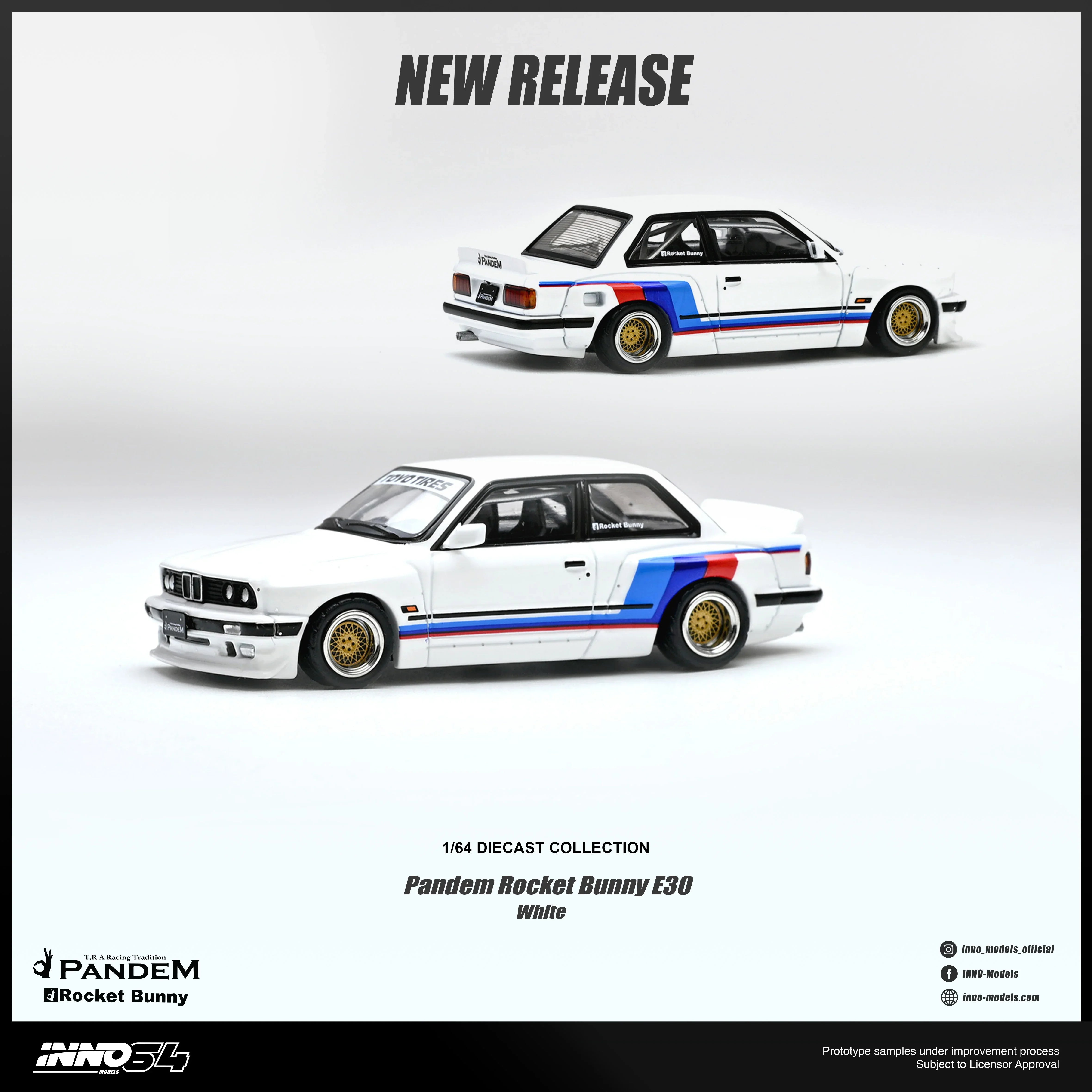 Premium scale diecast model car – *PRE-ORDER* Pandem Rocket Bunny E30 , 1:64 Scale (White) Collectible
