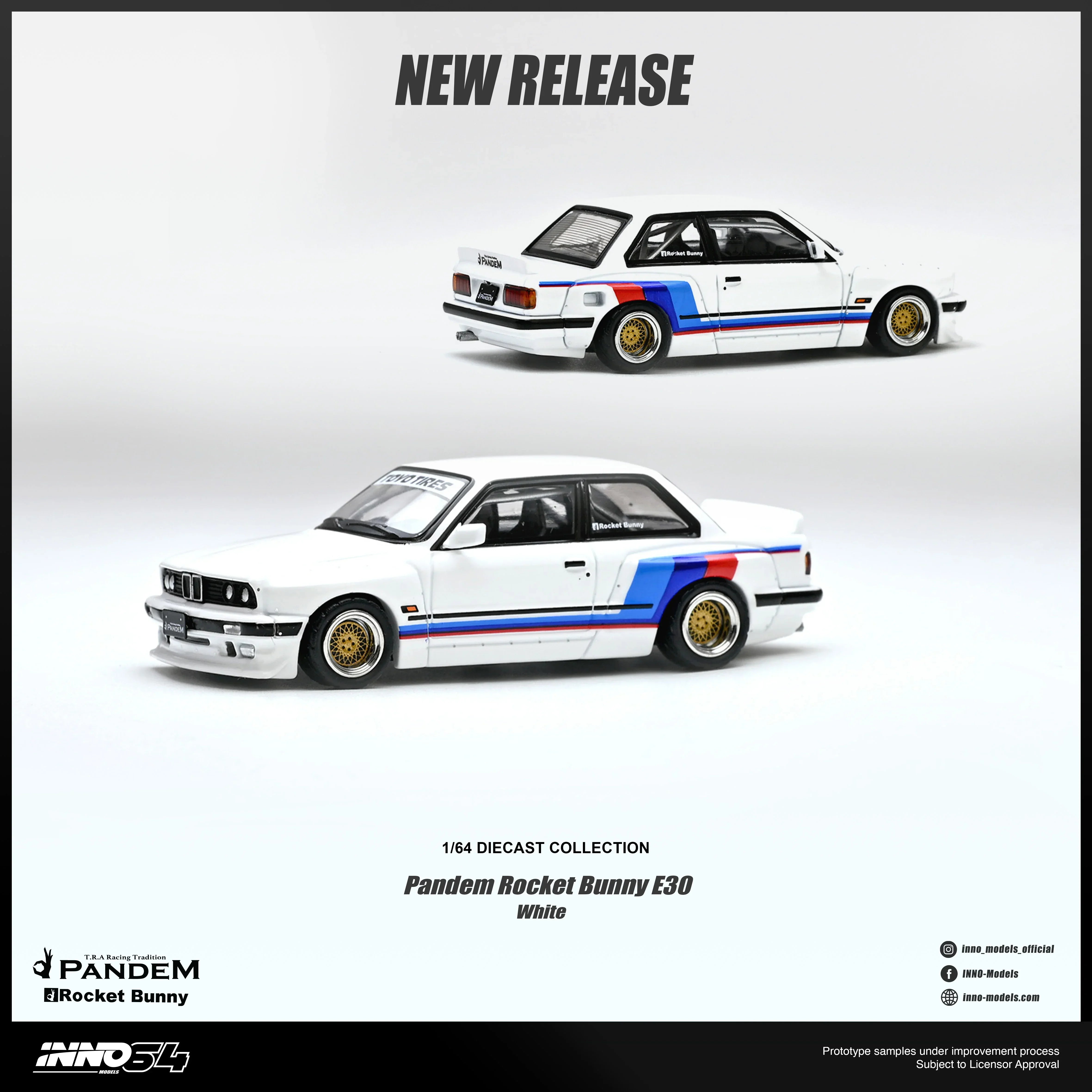 Premium scale diecast model car – *PRE-ORDER* Pandem Rocket Bunny E30 , 1:64 Scale (White) Collectible