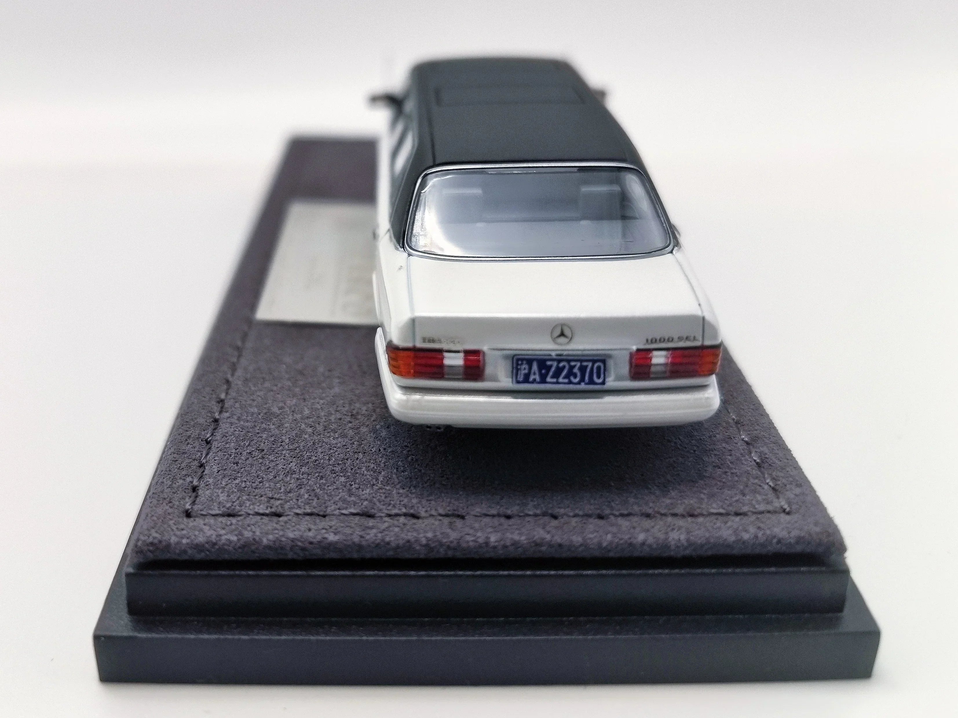 Premium scale diecast model car – *HEC 2026* Mercedes S-Class W126 44" Limosine Trasco 1000SEL, 1:64 Scale (White) Collectible