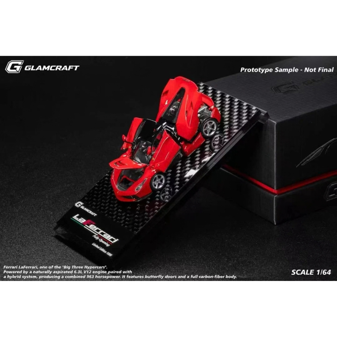 *Pre-Orders* LaFerrari (F150) Fully Open Diecast Model Rosso Corsa Coupe (Limted To 999pcs), 1:64 Scale