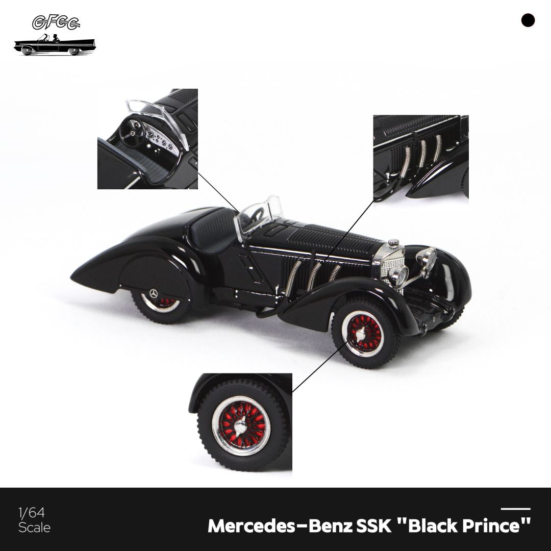 Premium scale diecast model car – *HEC 2026* Mercedes-Benz SSK 1930, 1:64 Scale (Black) Collectible