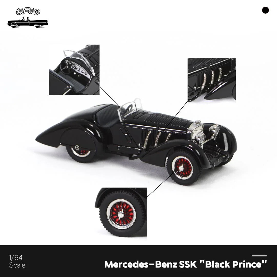 Premium scale diecast model car – *HEC 2026* Mercedes-Benz SSK 1930, 1:64 Scale (Black) Collectible