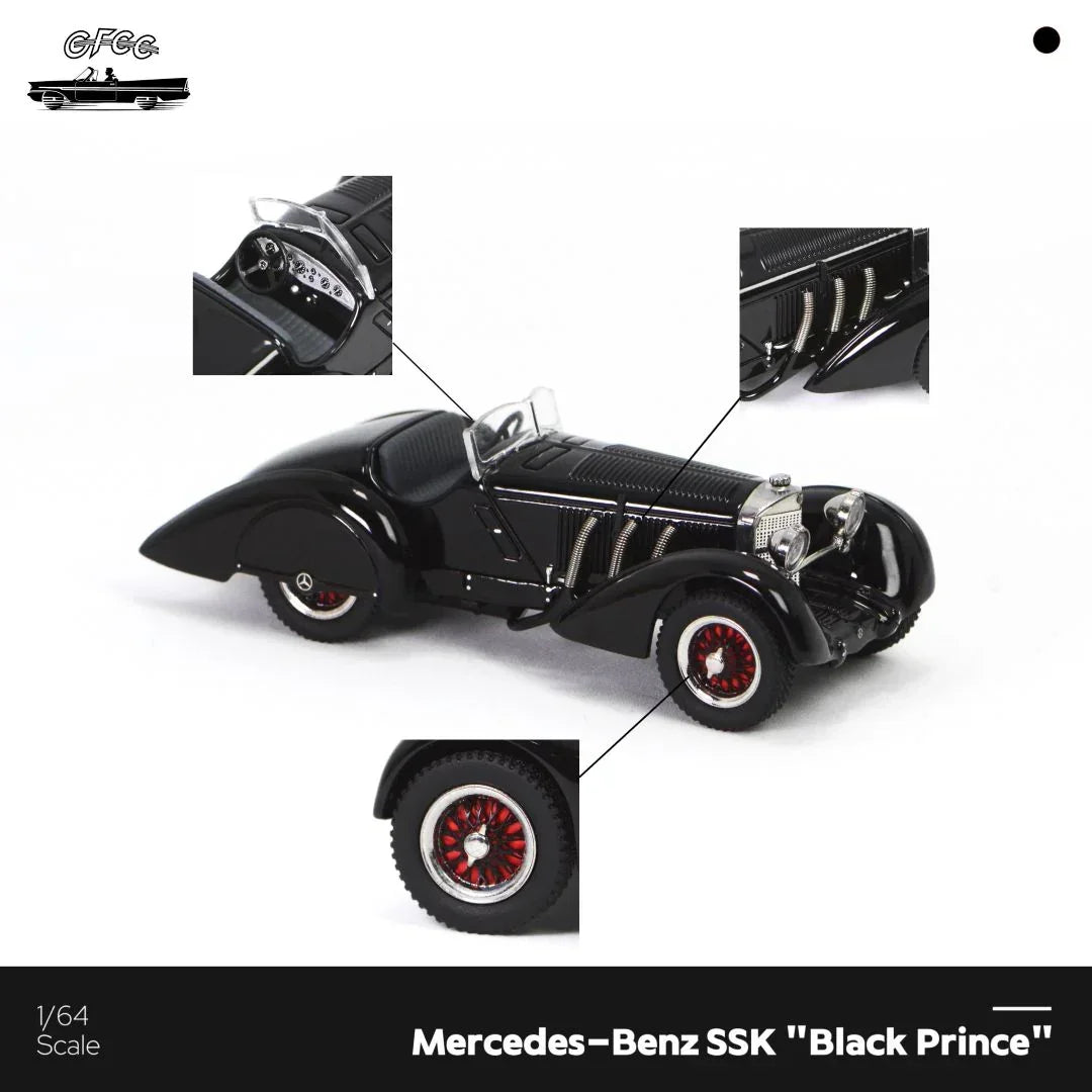 Premium scale diecast model car – *HEC 2026* Mercedes-Benz SSK 1930, 1:64 Scale (Black) Collectible