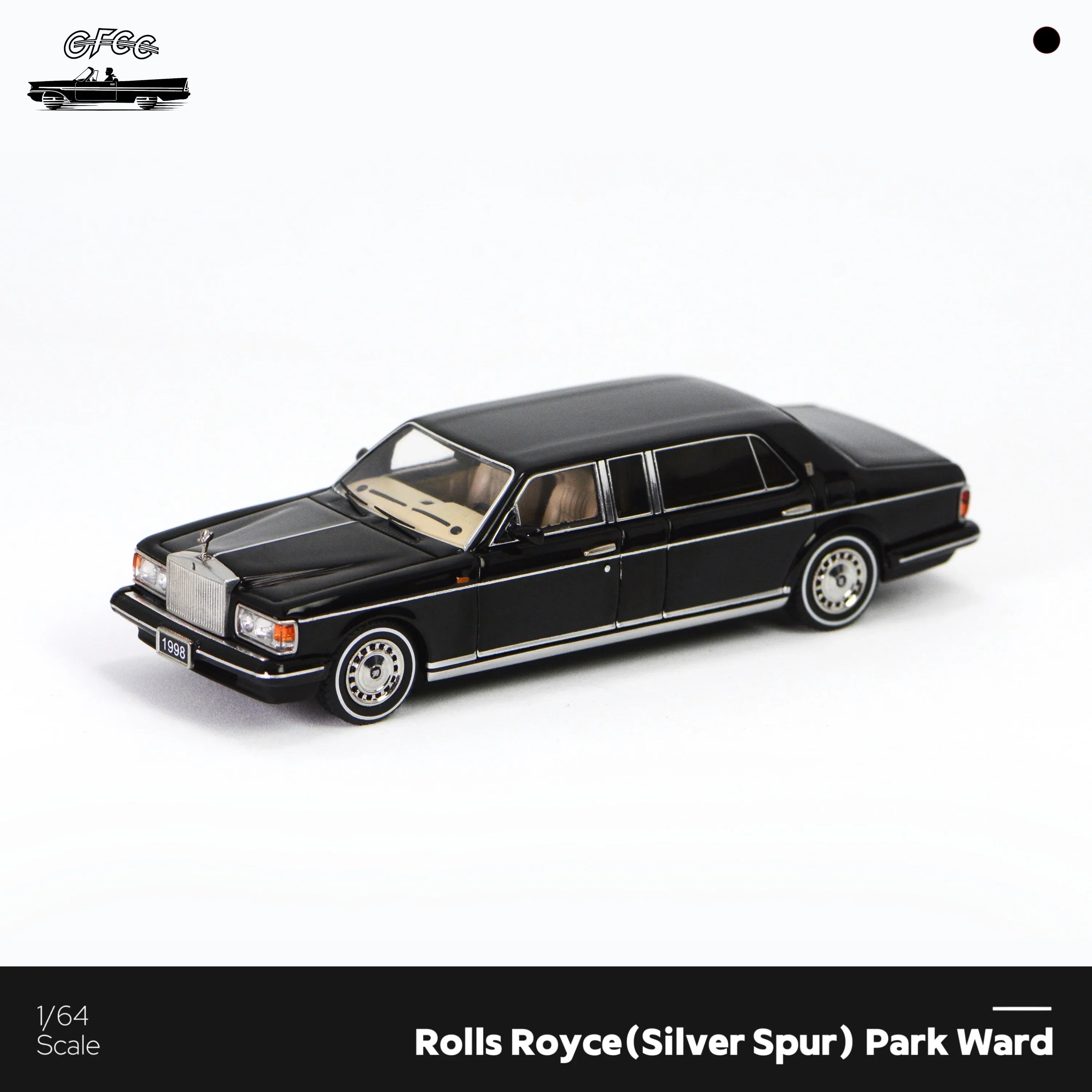 Premium scale diecast model car – *HEC 2026* Rolls-Royce Silver Spur Park Ward 1998, 1:64 Scale (Black) Collectible