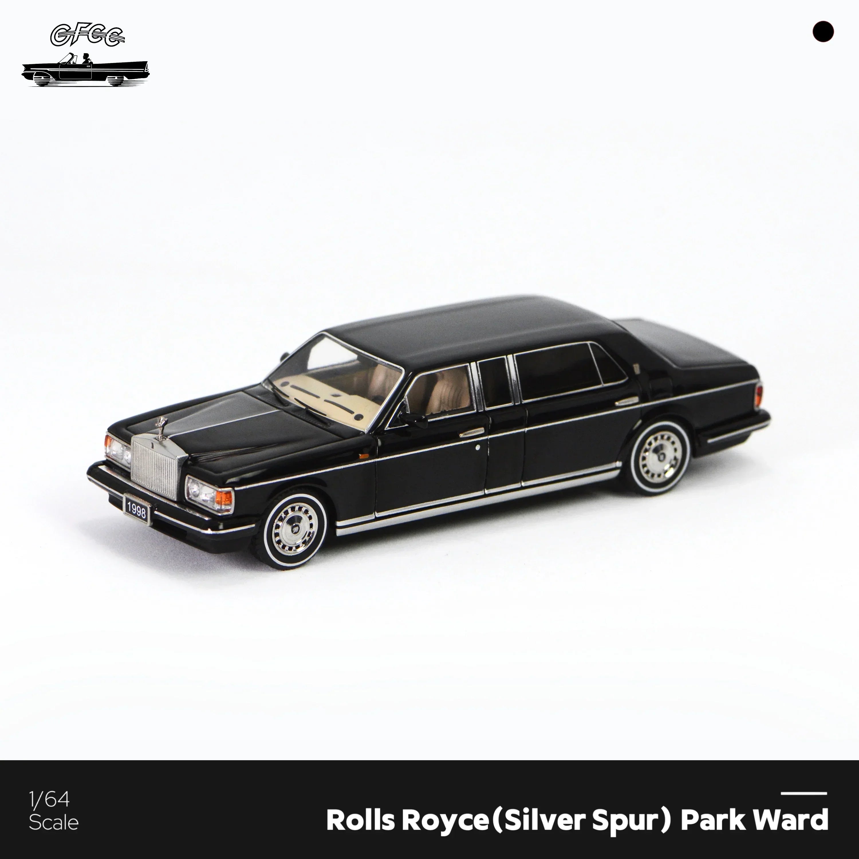 Premium scale diecast model car – *HEC 2026* Rolls-Royce Silver Spur Park Ward 1998, 1:64 Scale (Black) Collectible
