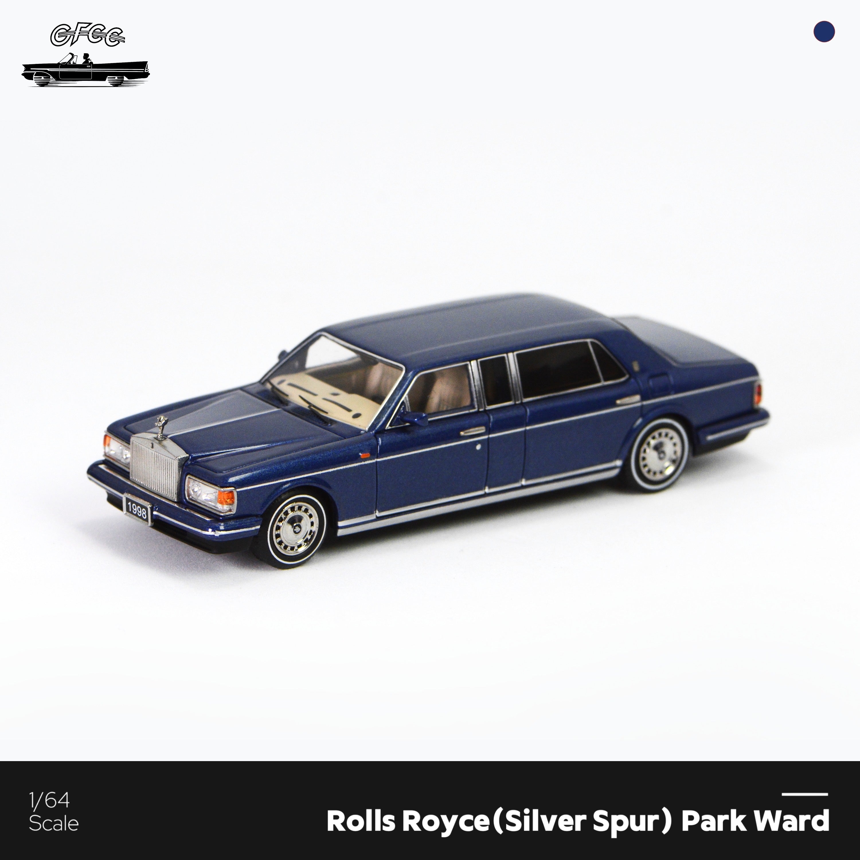 Premium scale diecast model car – *HEC 2026* Rolls-Royce Silver Spur Park Ward 1998, 1:64 Scale (Blue) Collectible