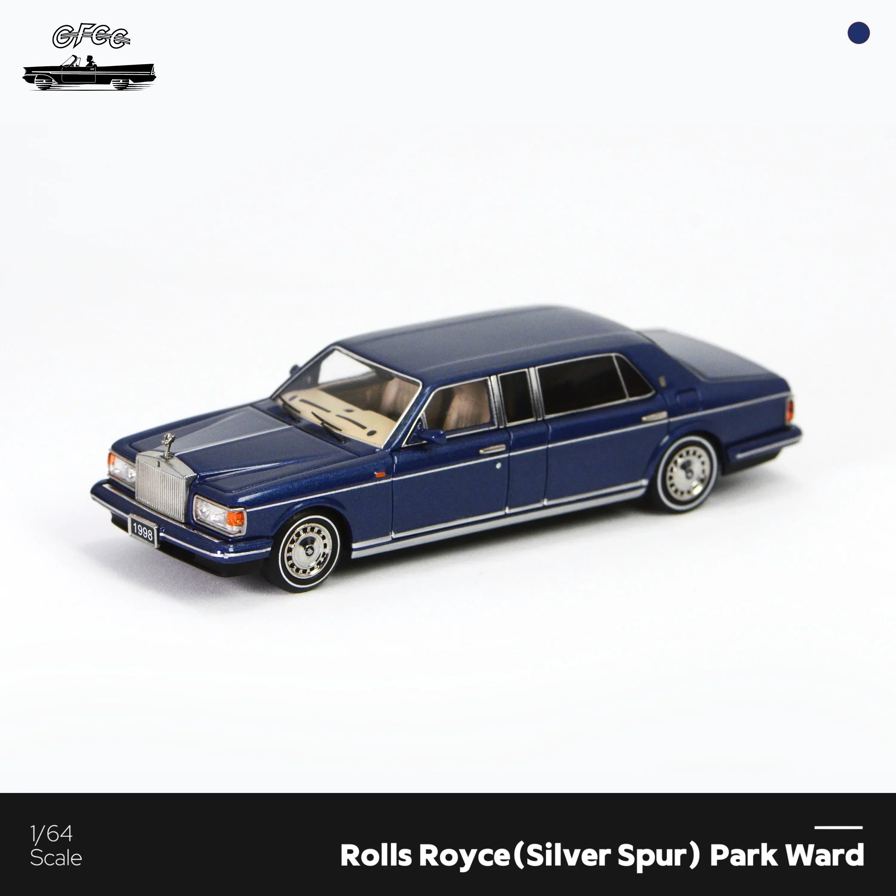 Premium scale diecast model car – *HEC 2026* Rolls-Royce Silver Spur Park Ward 1998, 1:64 Scale (Blue) Collectible