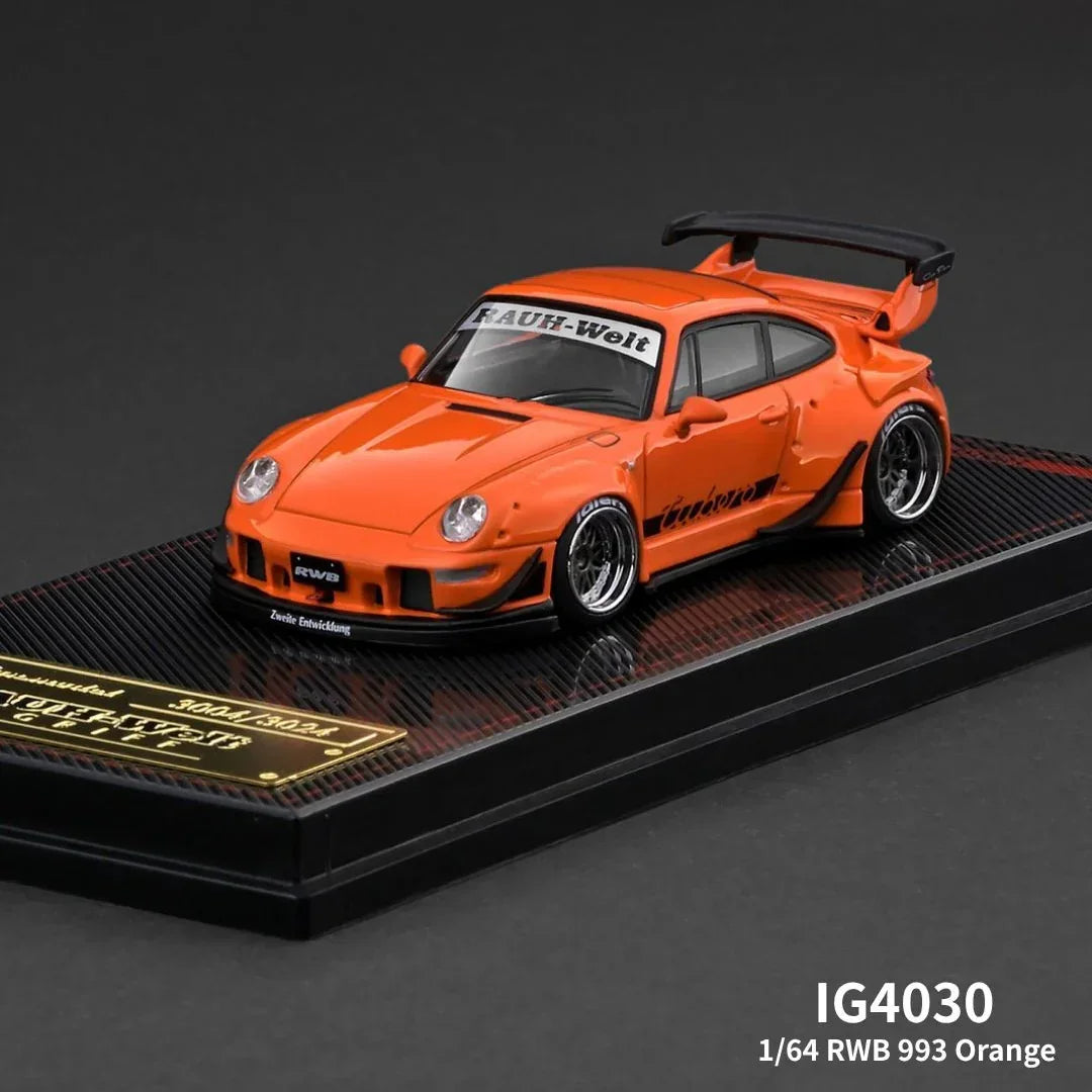 Premium scale diecast model car – RWB 993, 1:64 Scale (Orange Metallic) Collectible