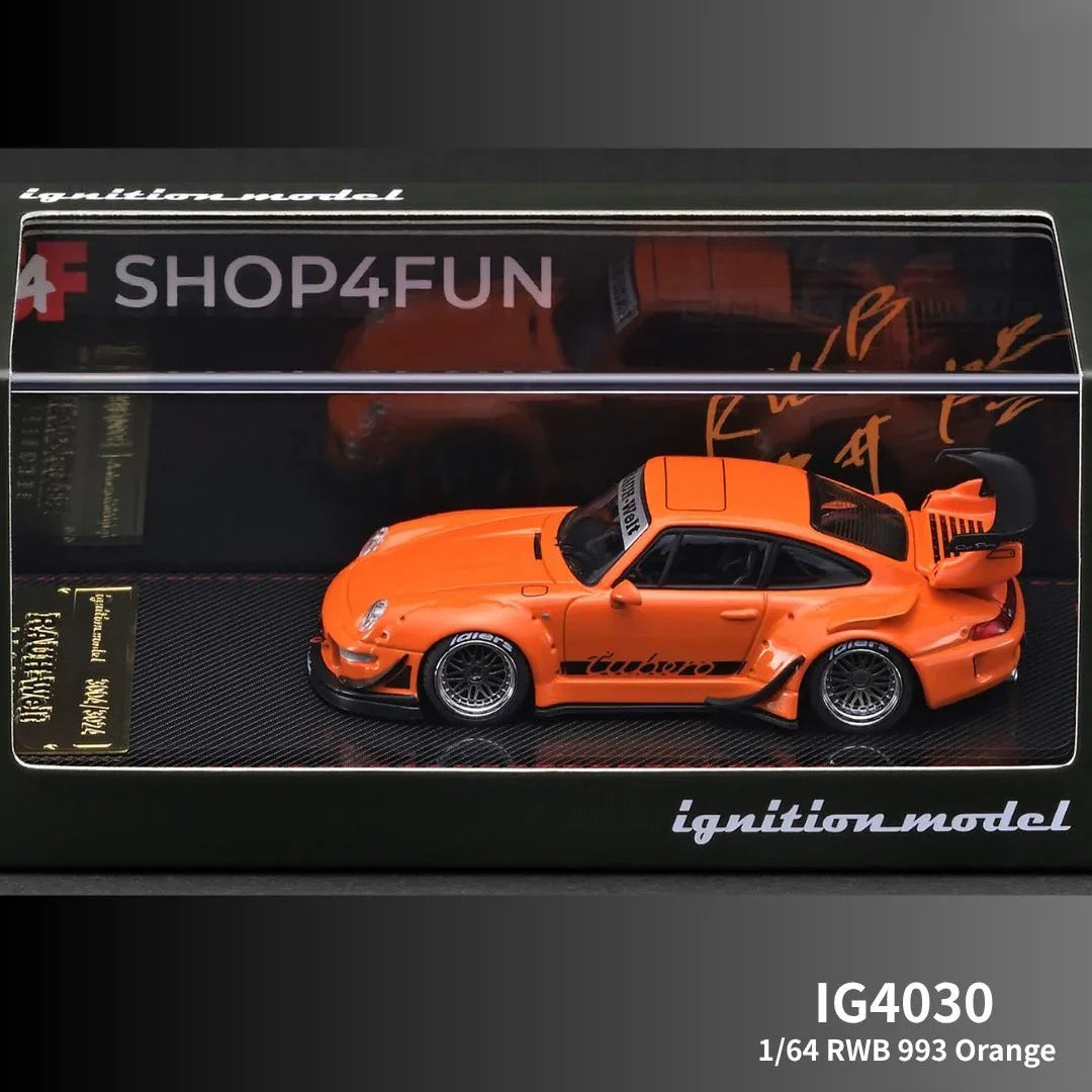 Premium scale diecast model car – RWB 993, 1:64 Scale (Orange Metallic) Collectible