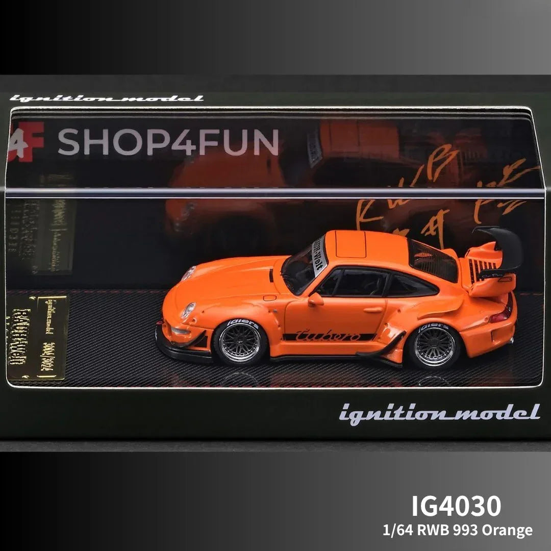 Premium scale diecast model car – RWB 993, 1:64 Scale (Orange Metallic) Collectible
