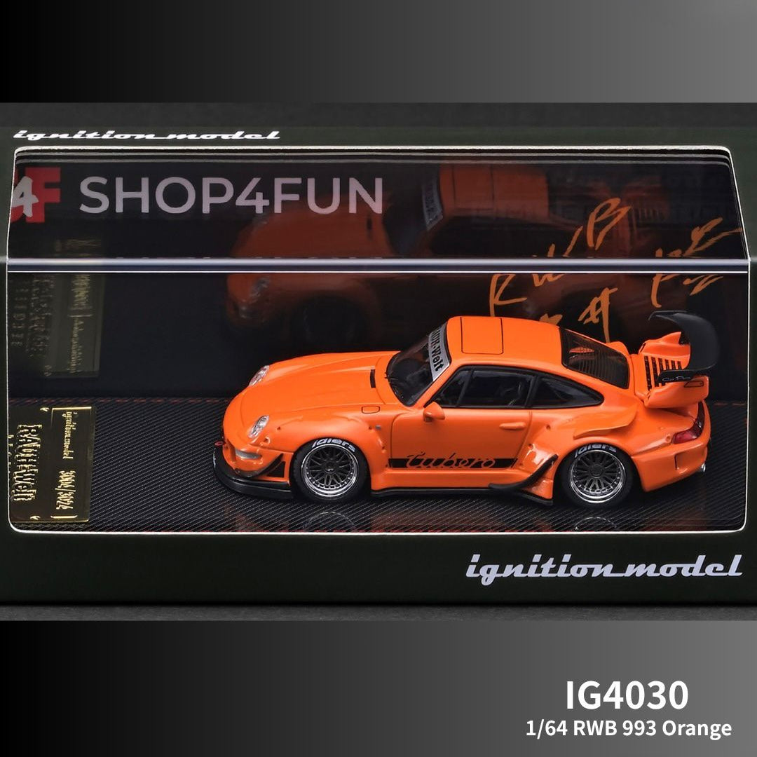 Premium scale diecast model car – RWB 993, 1:64 Scale (Orange Metallic) Collectible