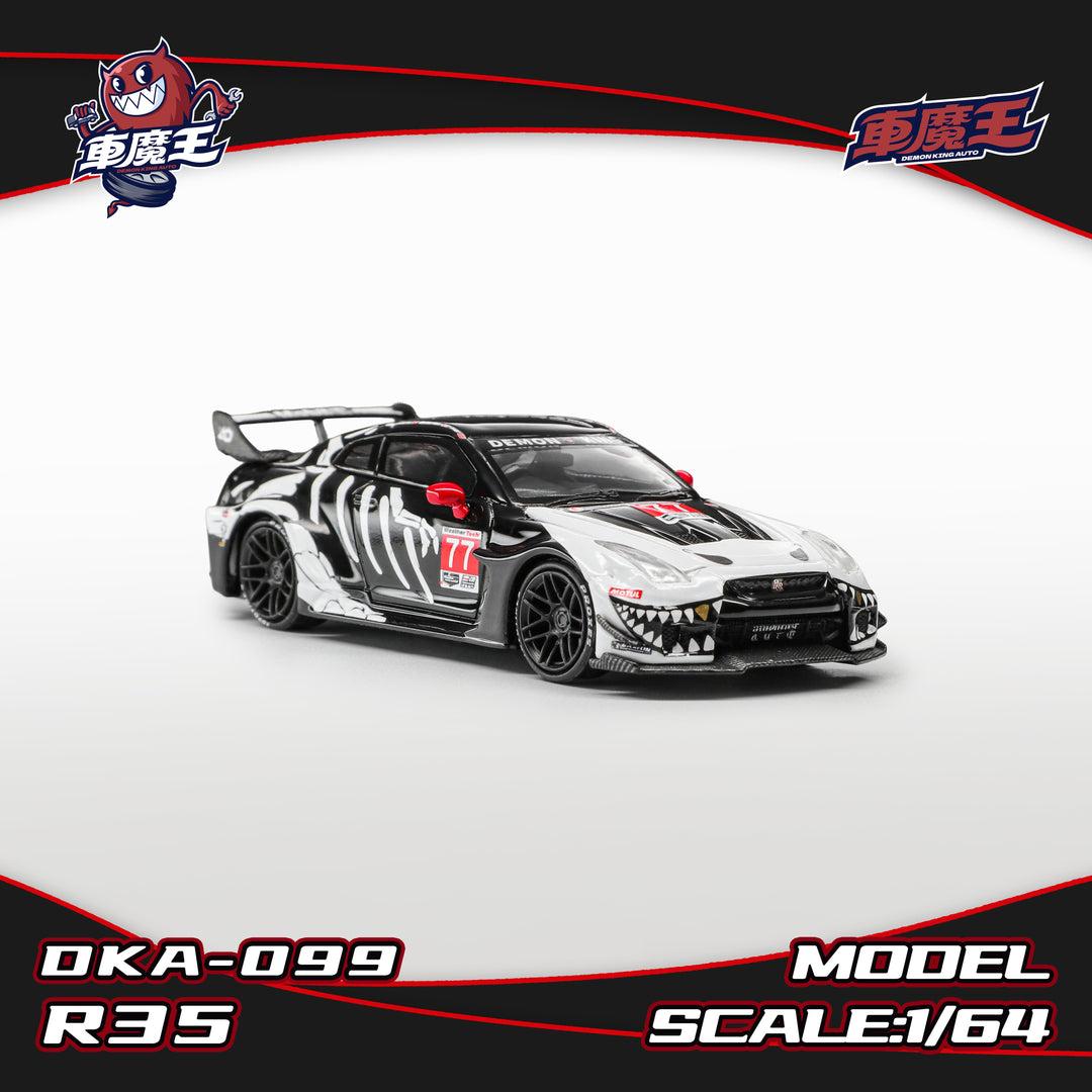 Nissan GT-R R35 LBWK Widebody, Skeleton Dinosaur Livery (DKA-099) Chance of Chase, 1:64 Scale