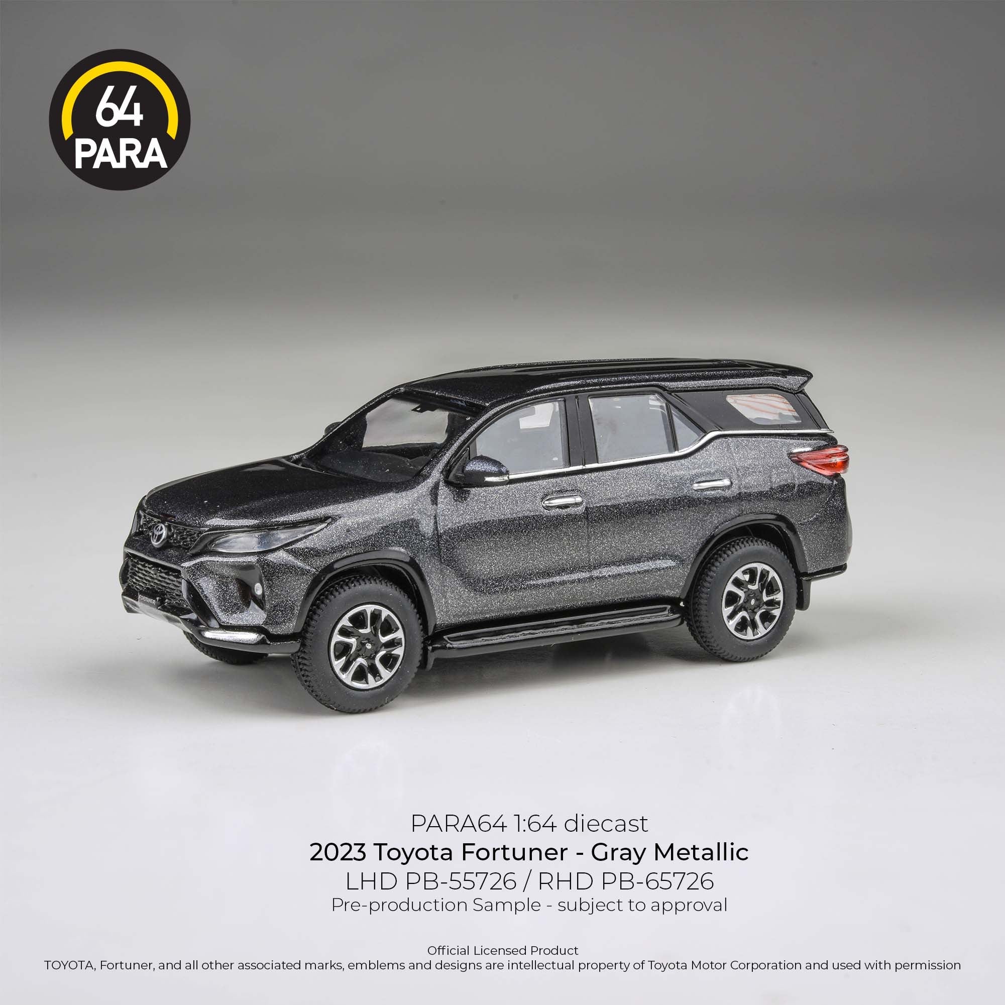 Premium scale diecast model car – *PRE-ORDER* Toyota Fortuner 2023 , 1:64 Scale (Grey Metallic) Collectible