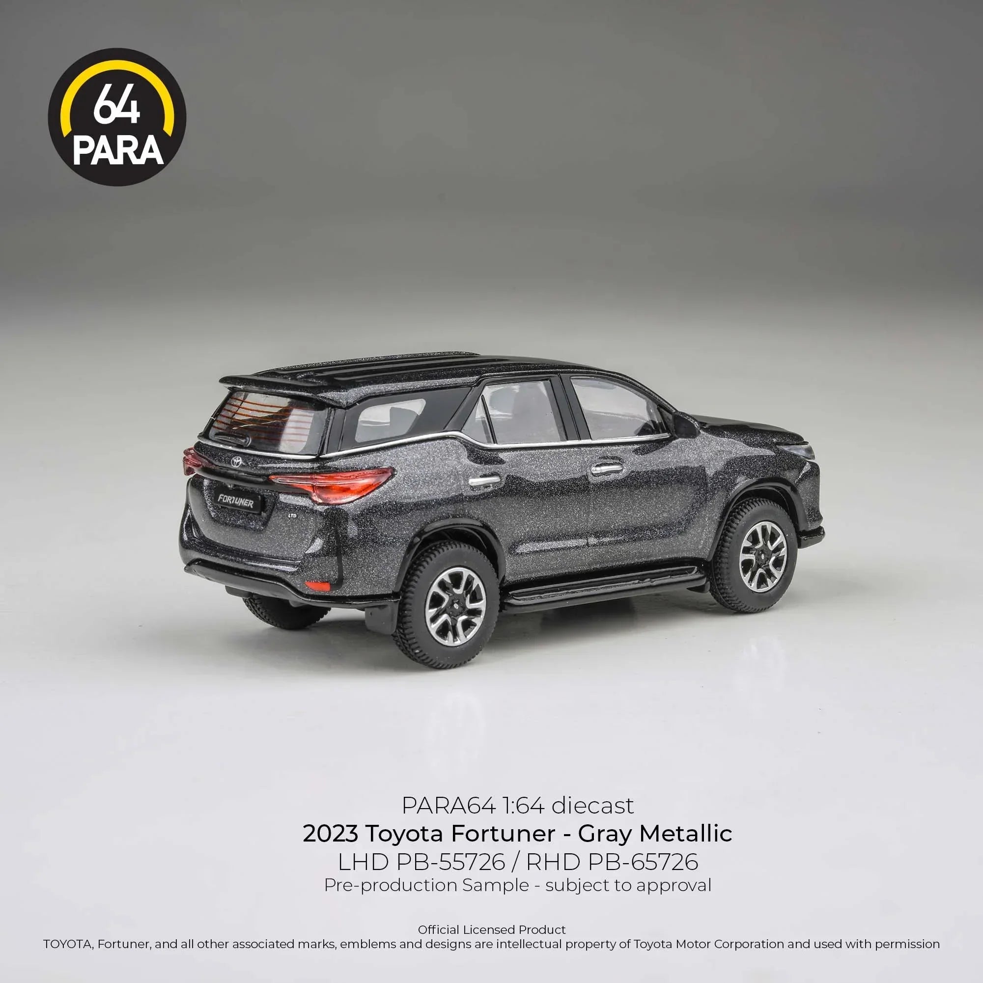 Premium scale diecast model car – *PRE-ORDER* Toyota Fortuner 2023 , 1:64 Scale (Grey Metallic) Collectible