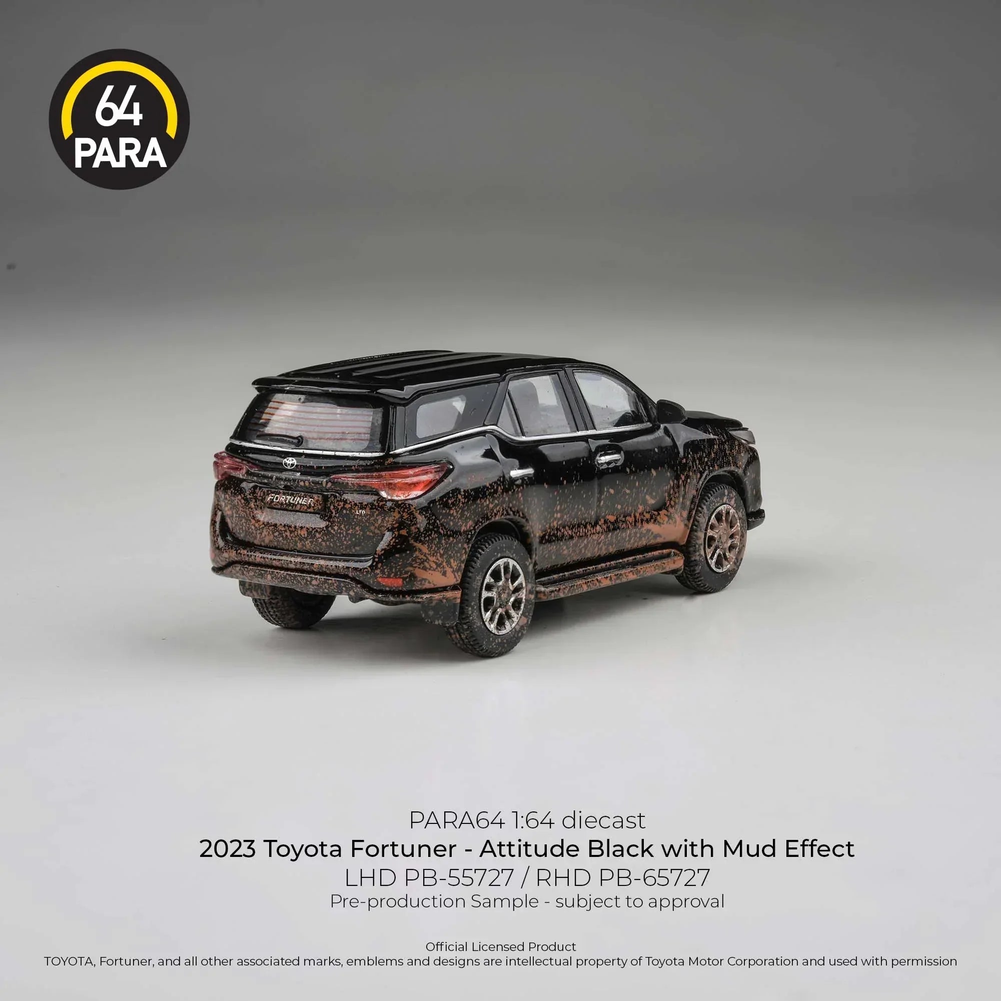 Premium scale diecast model car – *PRE-ORDER* Toyota Fortuner (Attitude Black with Mud Effect) 2023, 1:64 Scale Collectible
