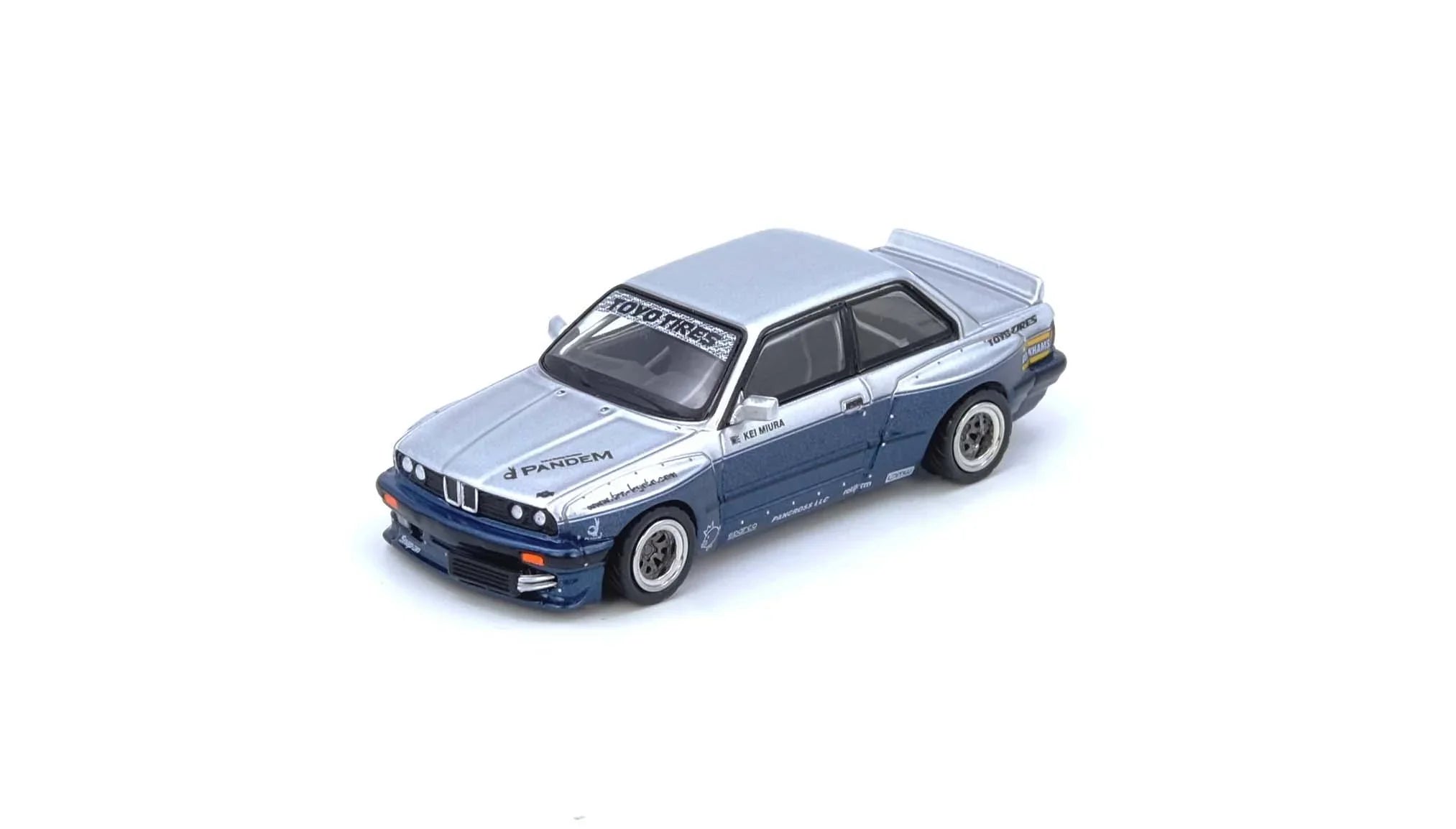 Premium scale diecast model car – *PRE-ORDER* Pandem E30 M3, 1:64 Scale (Silver/Blue) Collectible