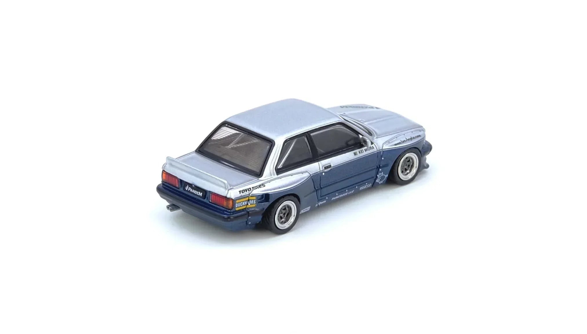 Premium scale diecast model car – *PRE-ORDER* Pandem E30 M3, 1:64 Scale (Silver/Blue) Collectible