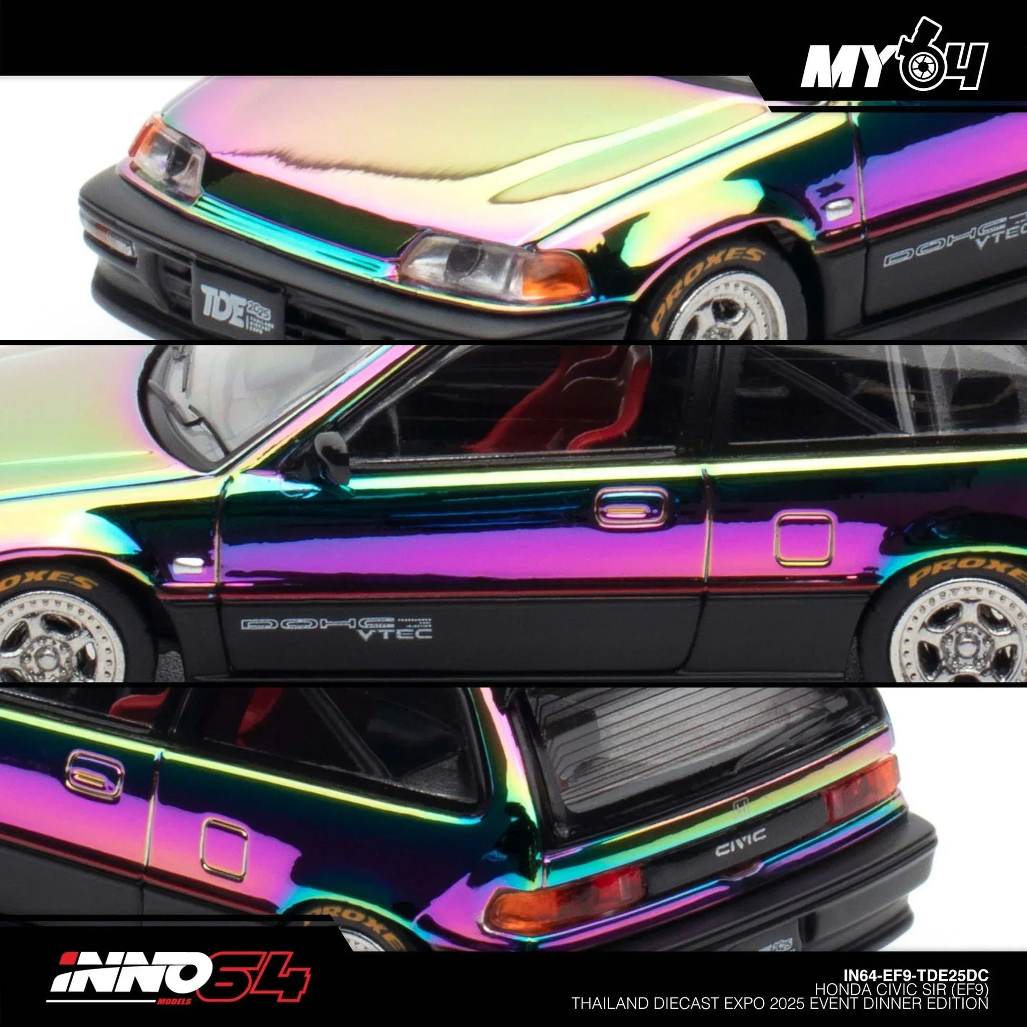 Premium scale diecast model car – Honda Civic Type-R (EK9) Thailand Diecast Expo 2025 Event Edition, 1:64 Scale (White) Collectible
