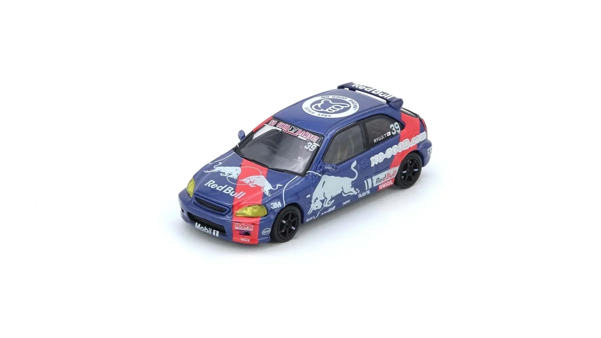 Premium scale diecast model car – *PRE-ORDER* Honda Civic Type-R (Ek9) "No Good Racing" Red Bull Livery, 1:64 Scale Collectible